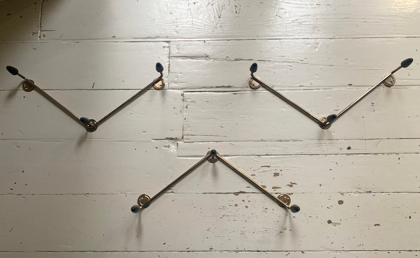 Vintage 1950s/60s Atomic Sputnik Black on Gold 3 x 3 Sets of Wall Mounted Hooks