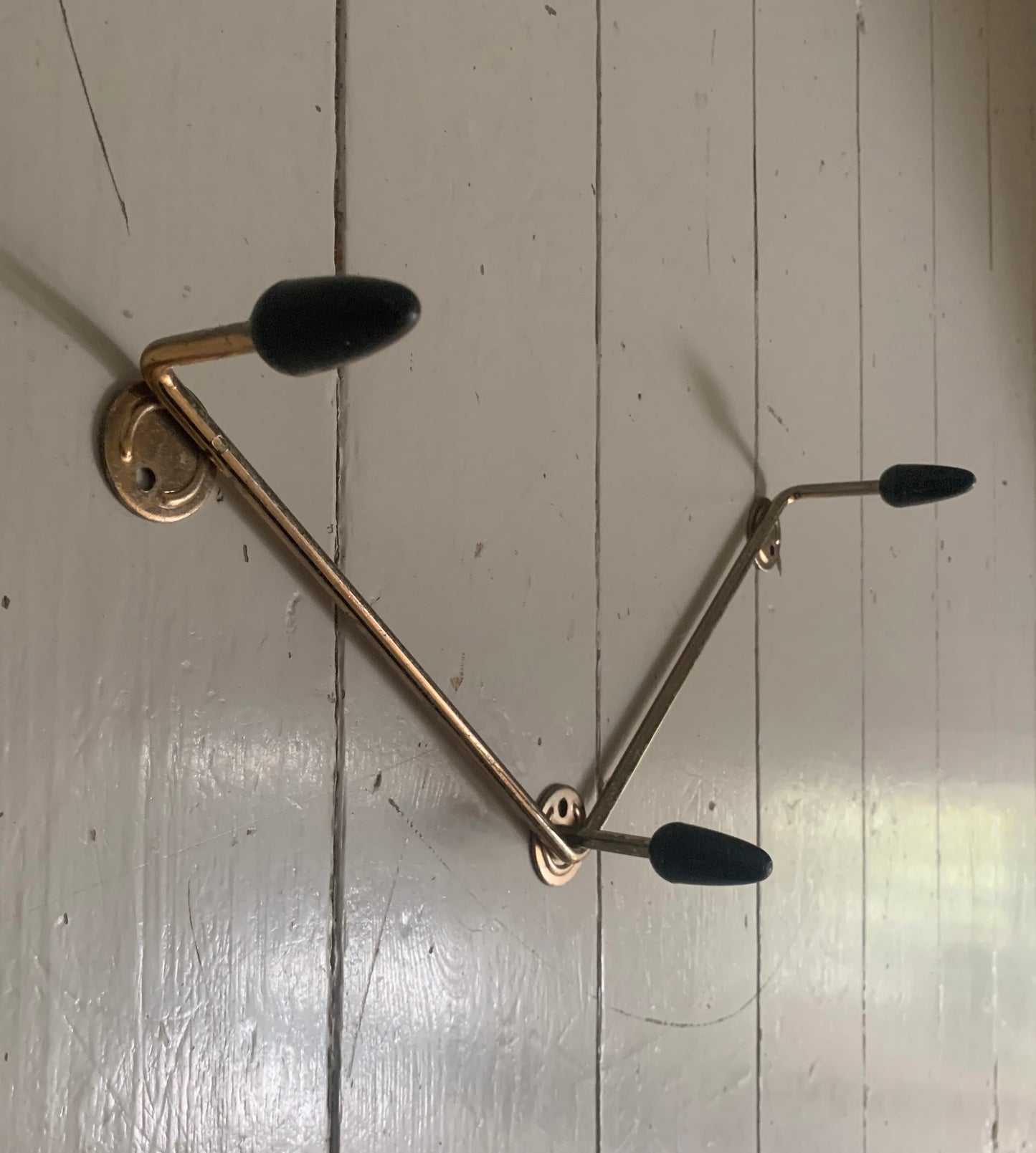 Vintage 1950s/60s Atomic Sputnik Black on Gold 3 x 3 Sets of Wall Mounted Hooks