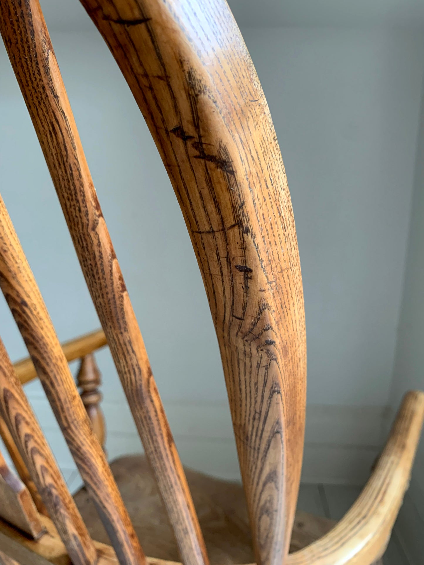 Antique Victorian Ash & Elm Windsor High Back Armchair
