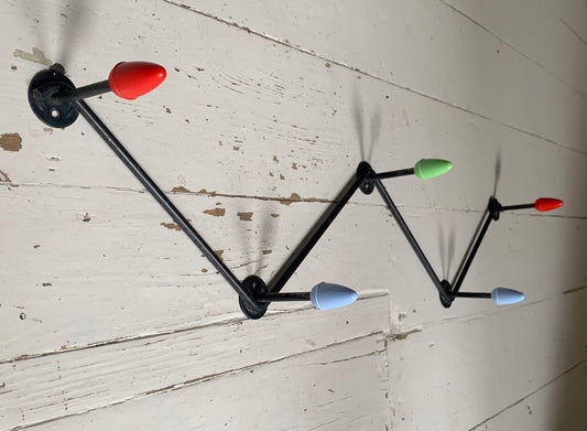 Vintage 1950s/60s Atomic Sputnik Multicoloured Wall Mounted Hooks x 5