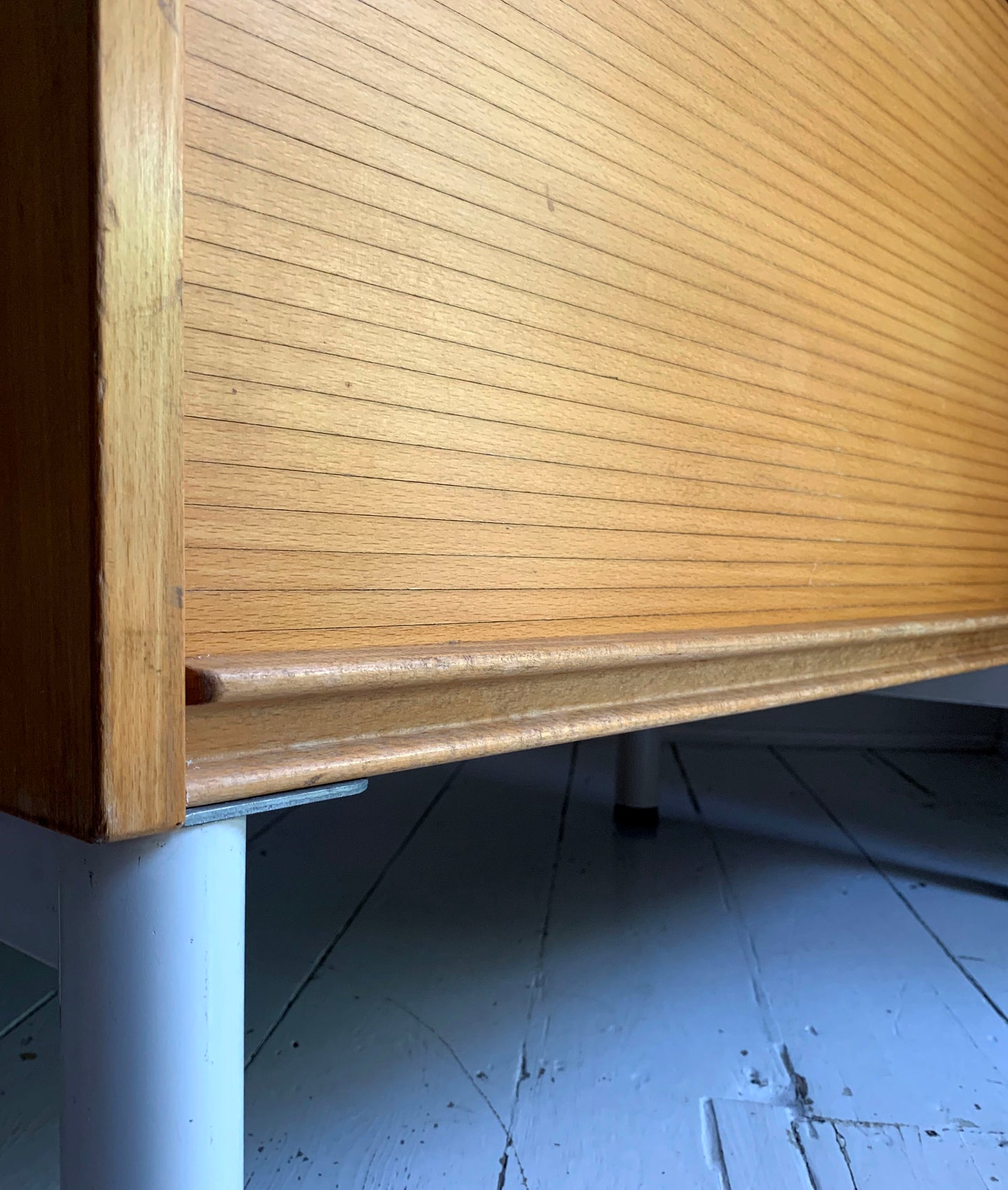 Vintage Scandi Style Pale Oak Tambour Storage / Filing / Media Vinyl Cabinet