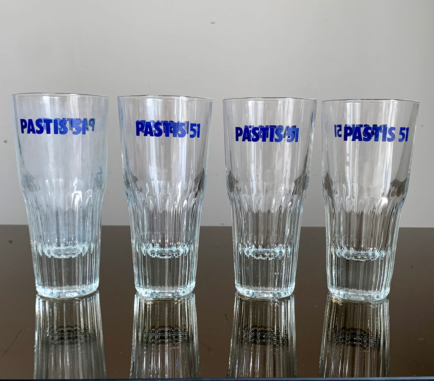 8 x Vintage French 'Pastis 51' Tumbler / Glasses Set, Two Branding Designs