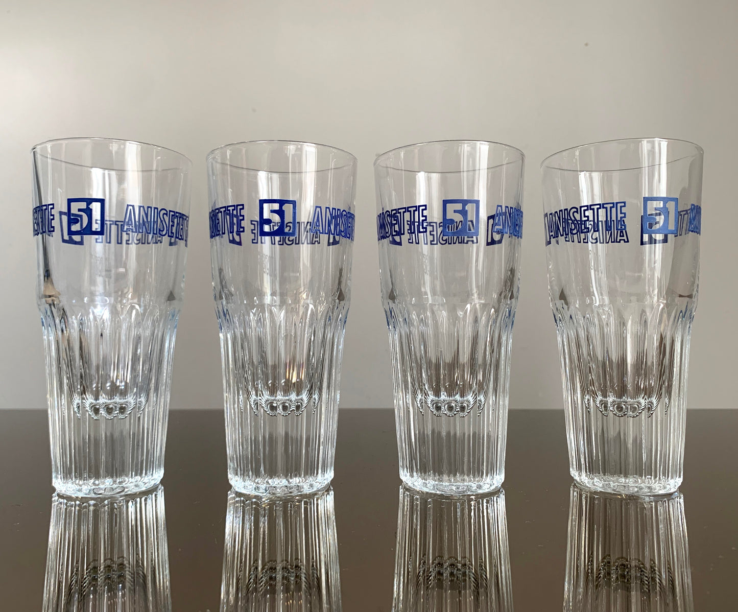 8 x Vintage French 'Pastis 51' Tumbler / Glasses Set, Two Branding Designs