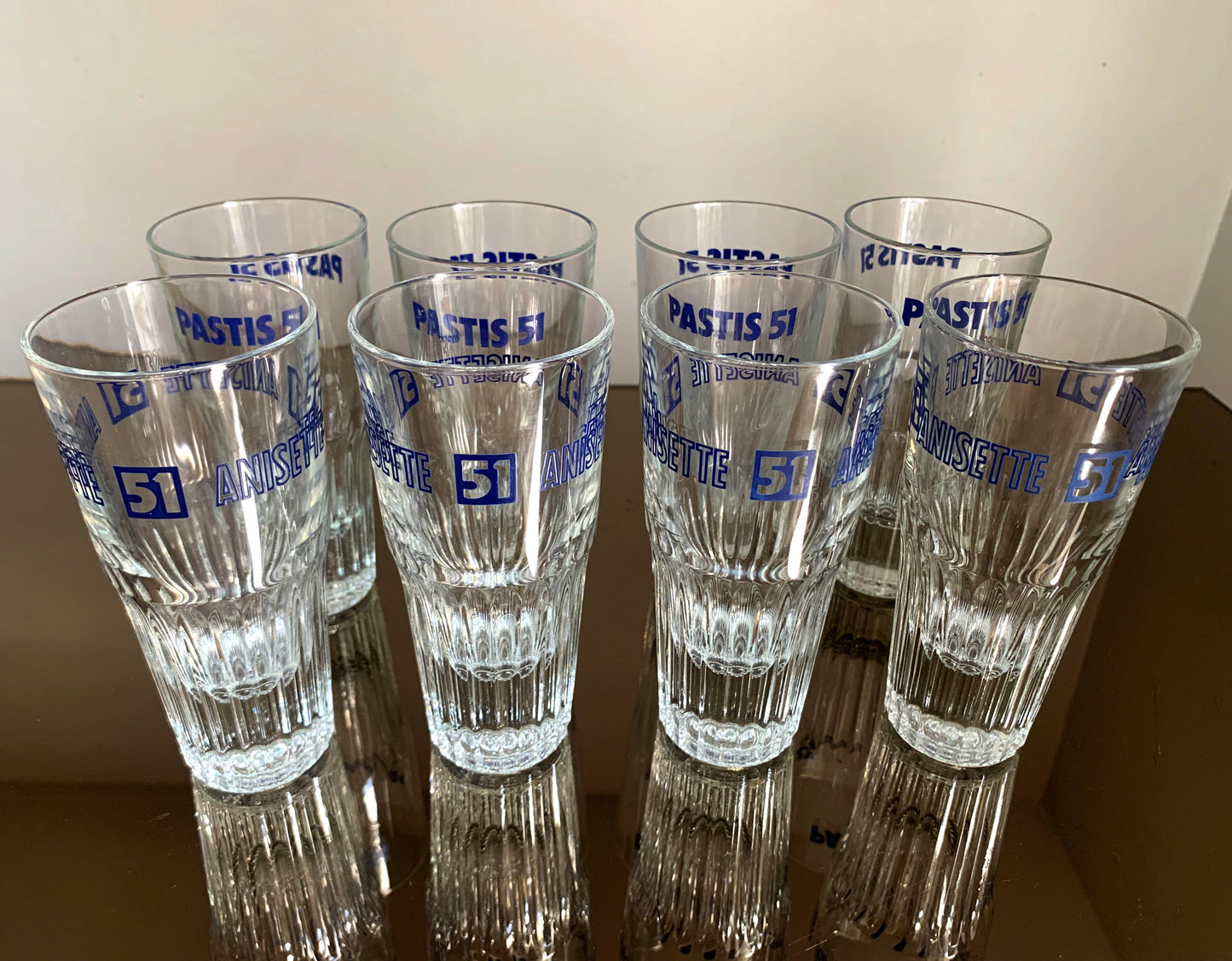 8 x Vintage French 'Pastis 51' Tumbler / Glasses Set, Two Branding Designs