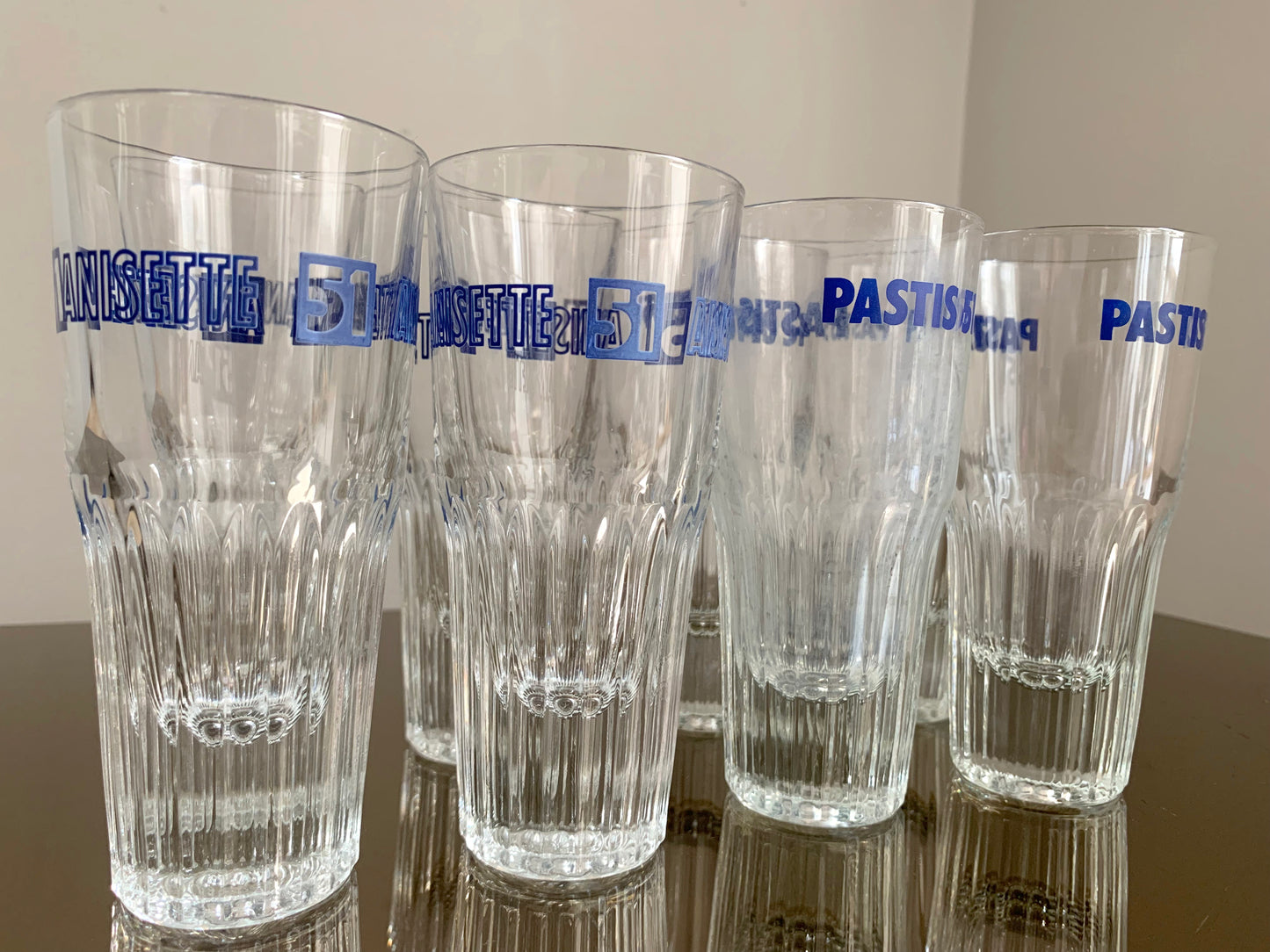 8 x Vintage French 'Pastis 51' Tumbler / Glasses Set, Two Branding Designs