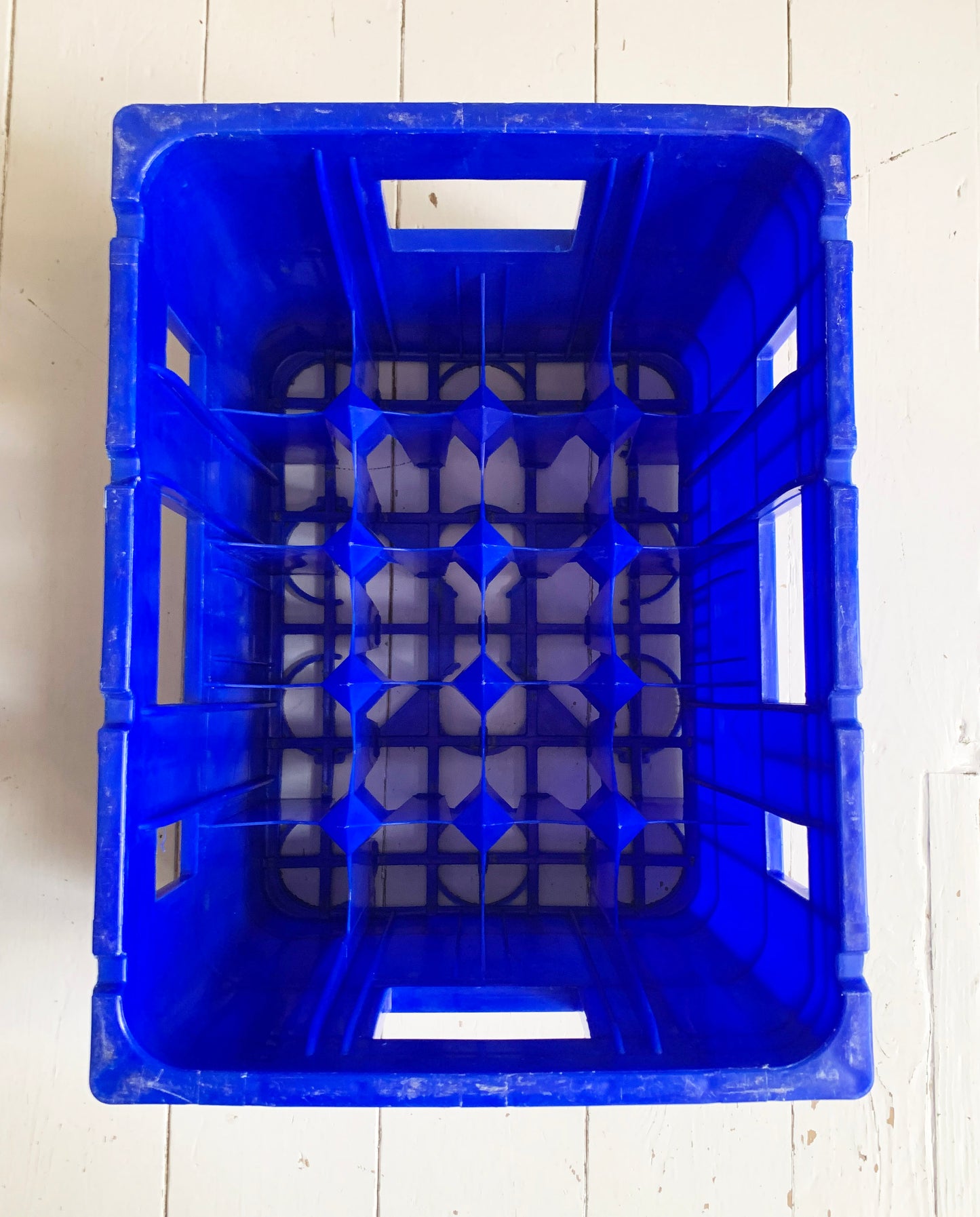 Vintage French Vittel Blue Plastic Stackable Crate - 20 bottle holder