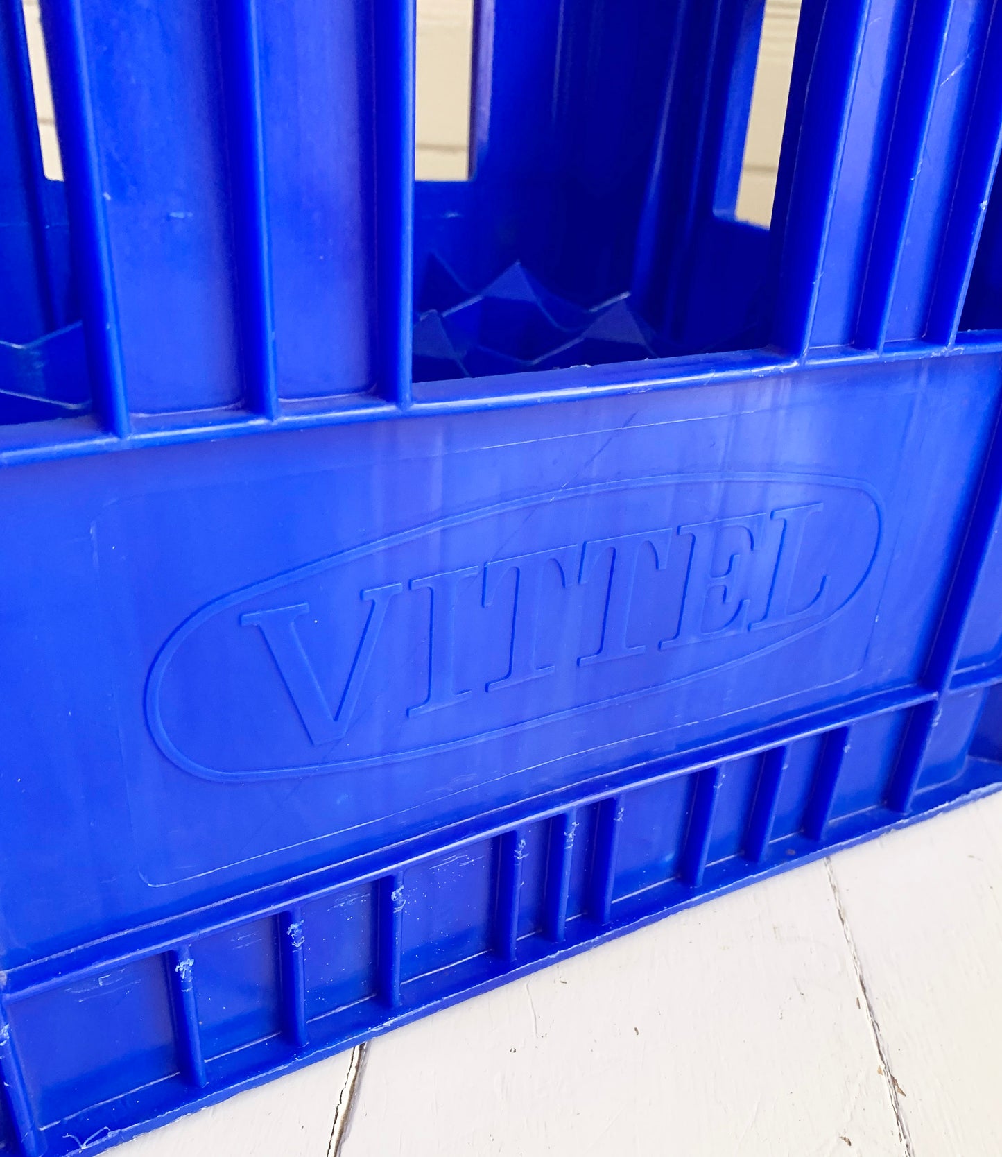 Vintage French Vittel Blue Plastic Stackable Crate - 20 bottle holder