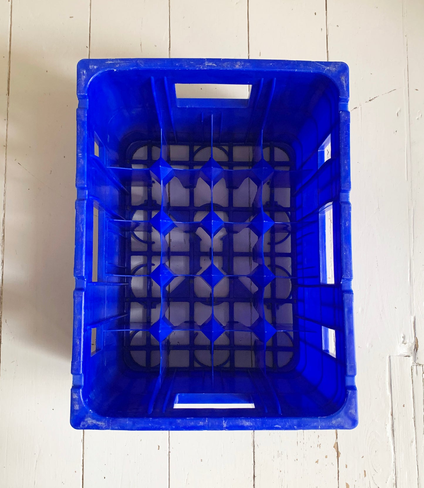 Vintage French Vittel Blue Plastic Stackable Crate - 20 bottle holder