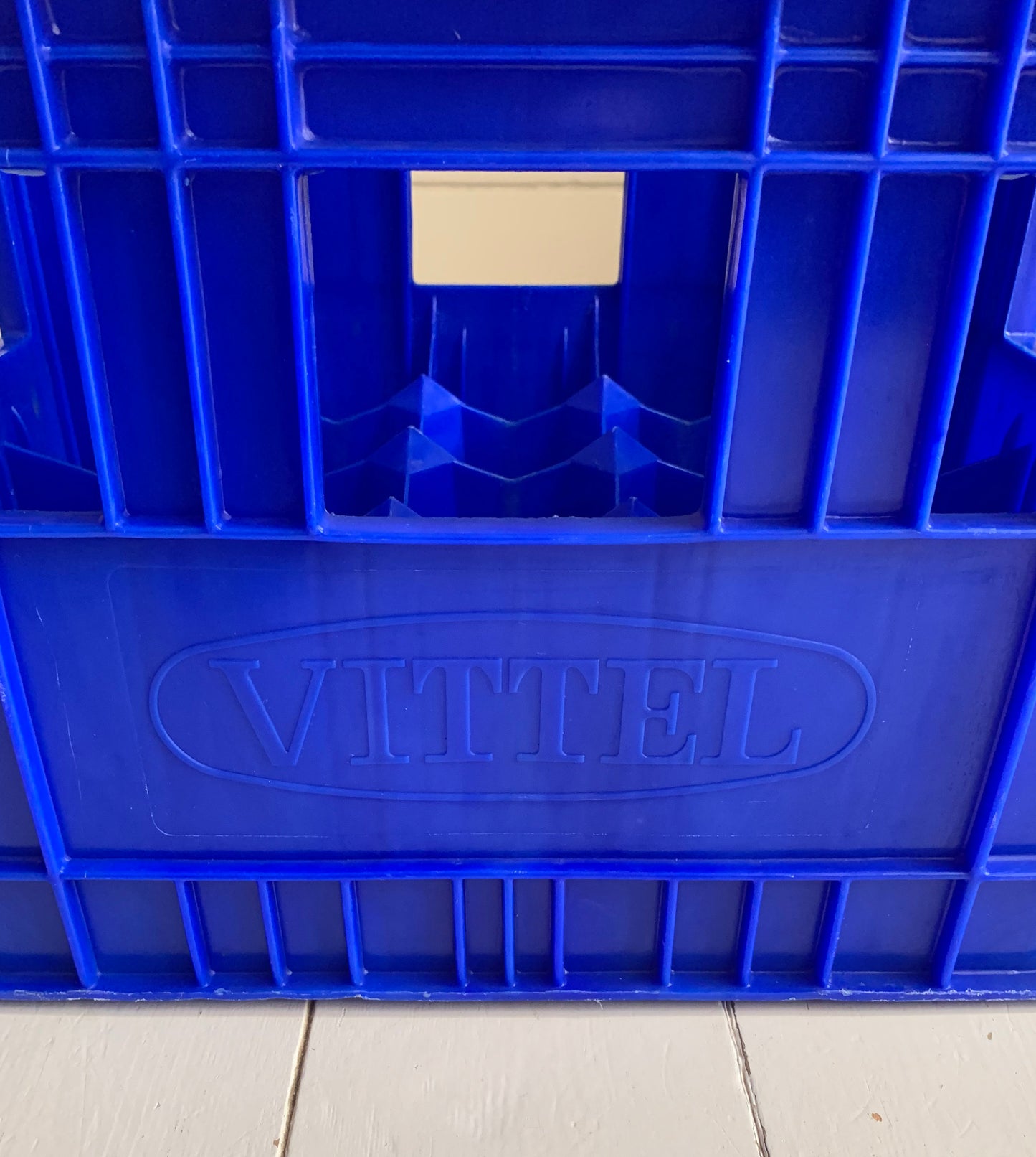 Vintage French Vittel Blue Plastic Stackable Crate - 20 bottle holder