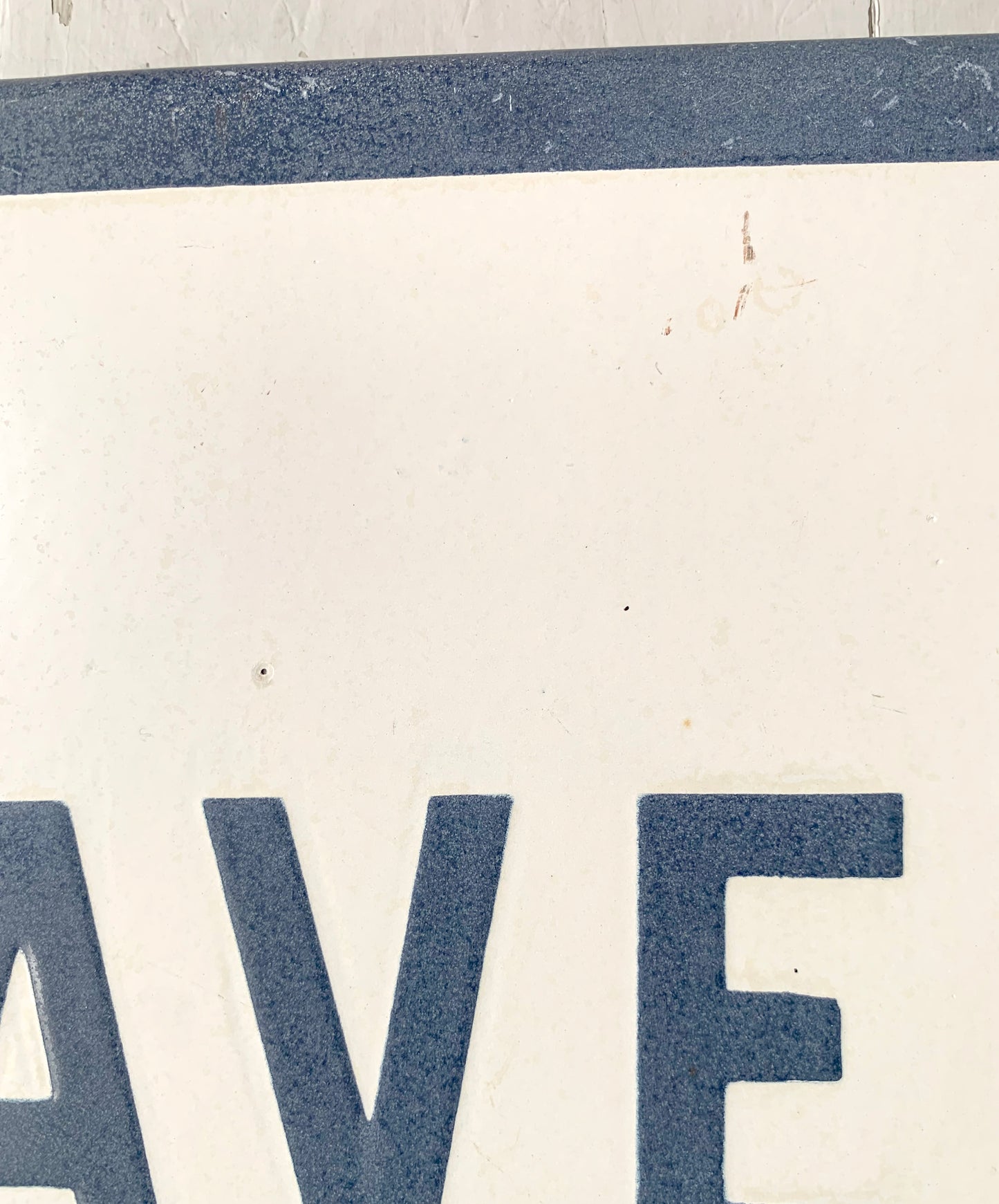 Genuine Vintage French Enamel Street Sign 'DAVENEAU' French Navy on Cream