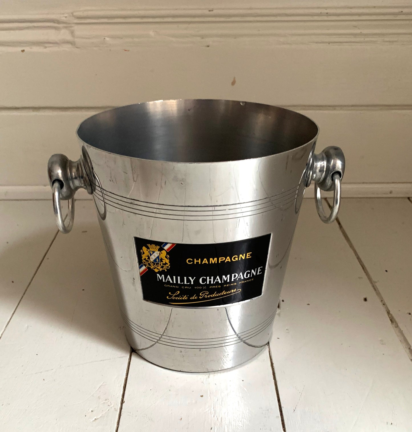 Vintage French Mailly Champagne Aluminium Ice Bucket