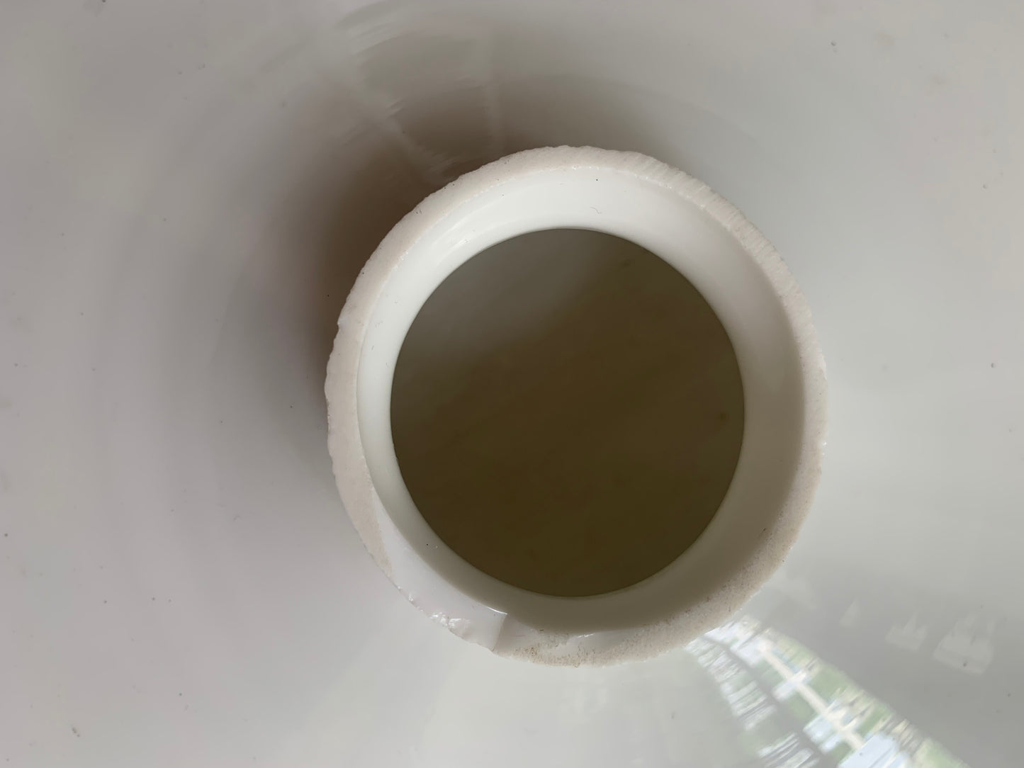 Vintage French Opaline Round Glass Ceiling Light Shade with Frilly Edge