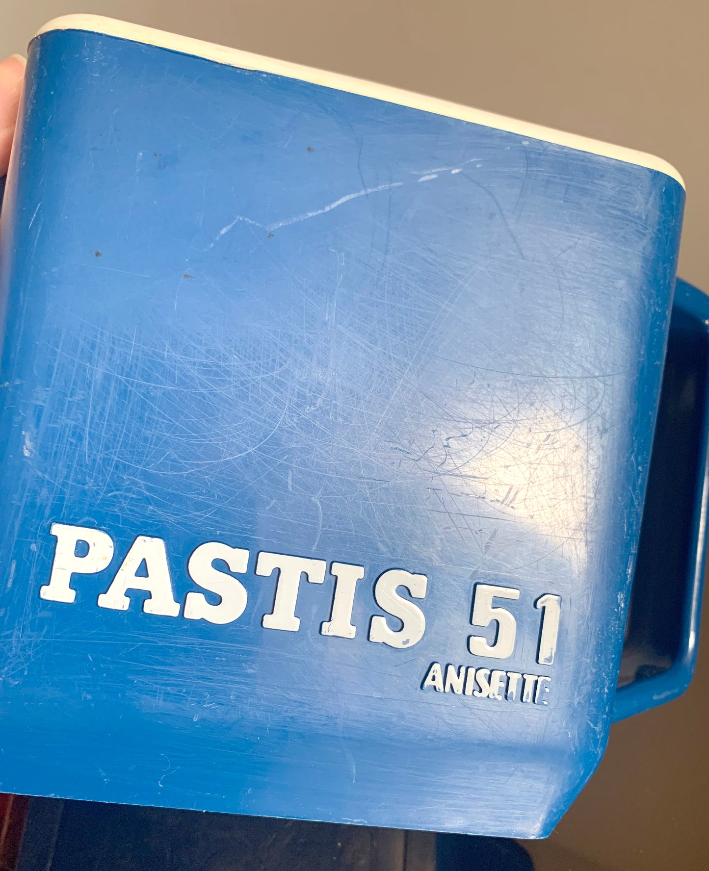 Vintage Blue Plastic French Pastis Carafe, Jug 'Pastis 51 Anisette'