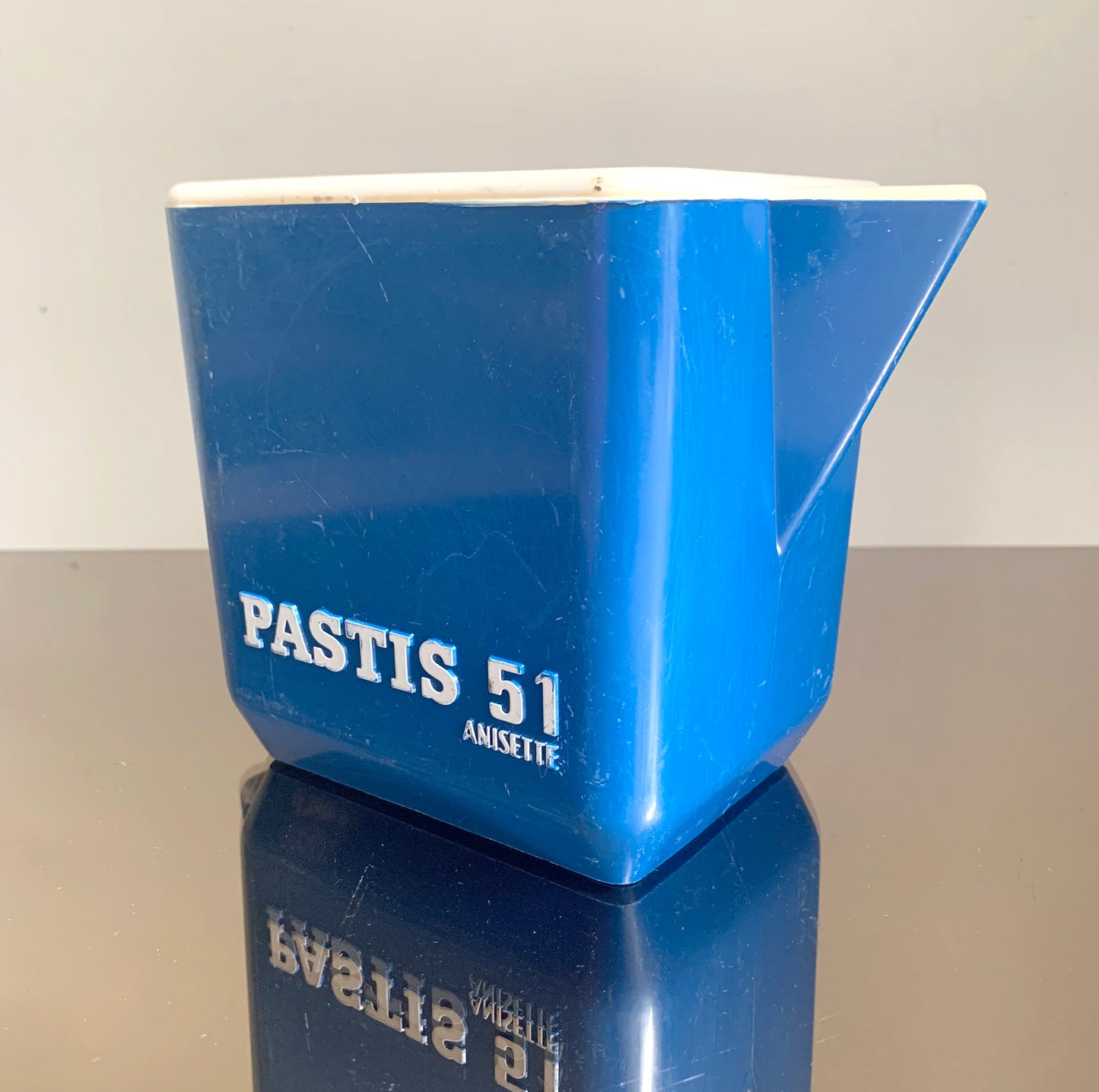 Vintage Blue Plastic French Pastis Carafe, Jug 'Pastis 51 Anisette'
