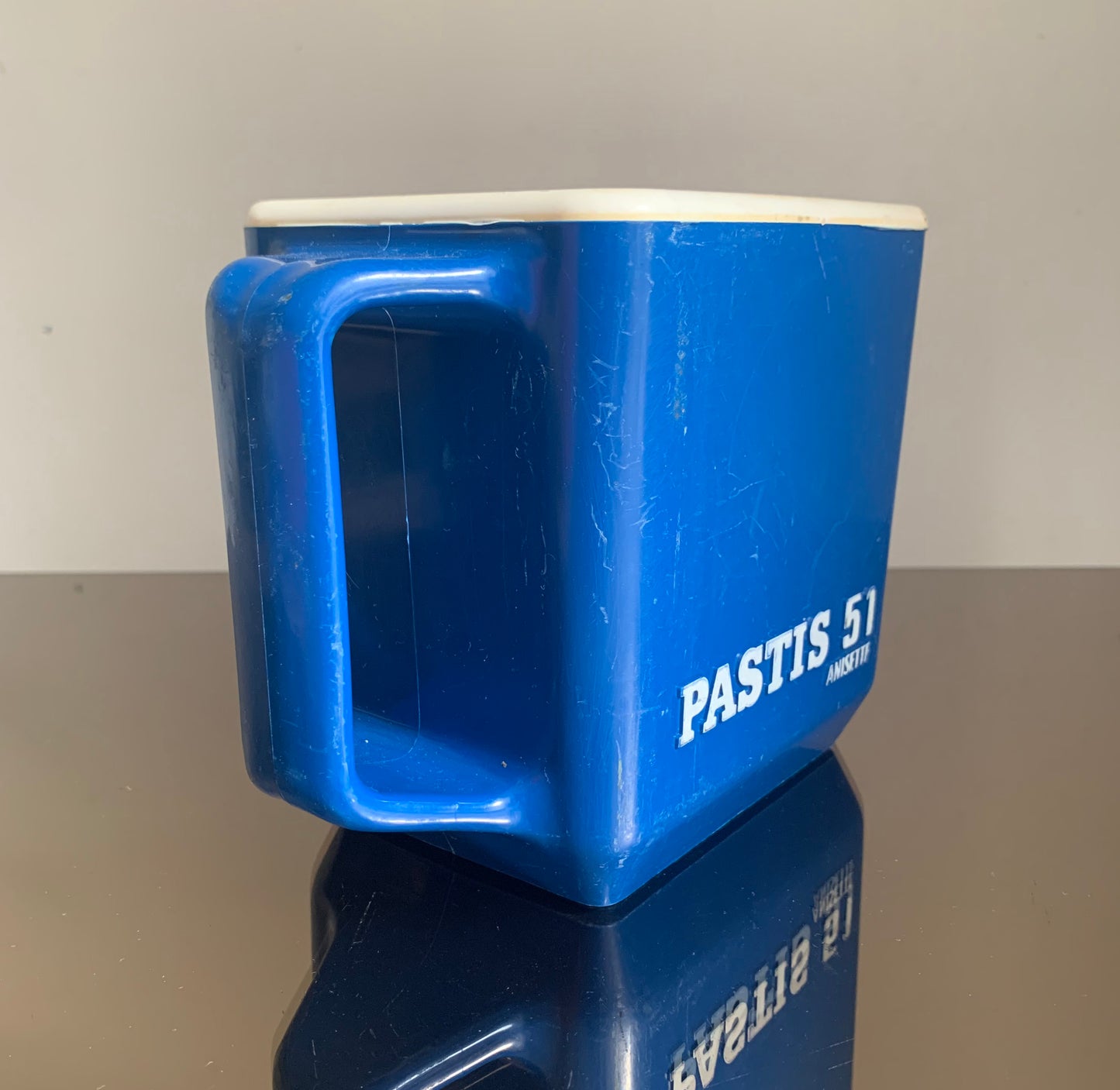 Vintage Blue Plastic French Pastis Carafe, Jug 'Pastis 51 Anisette'