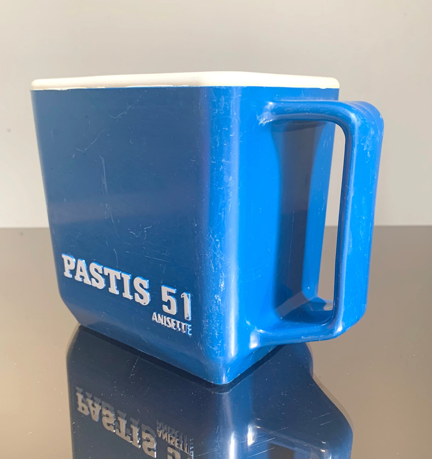 Vintage Blue Plastic French Pastis Carafe, Jug 'Pastis 51 Anisette'