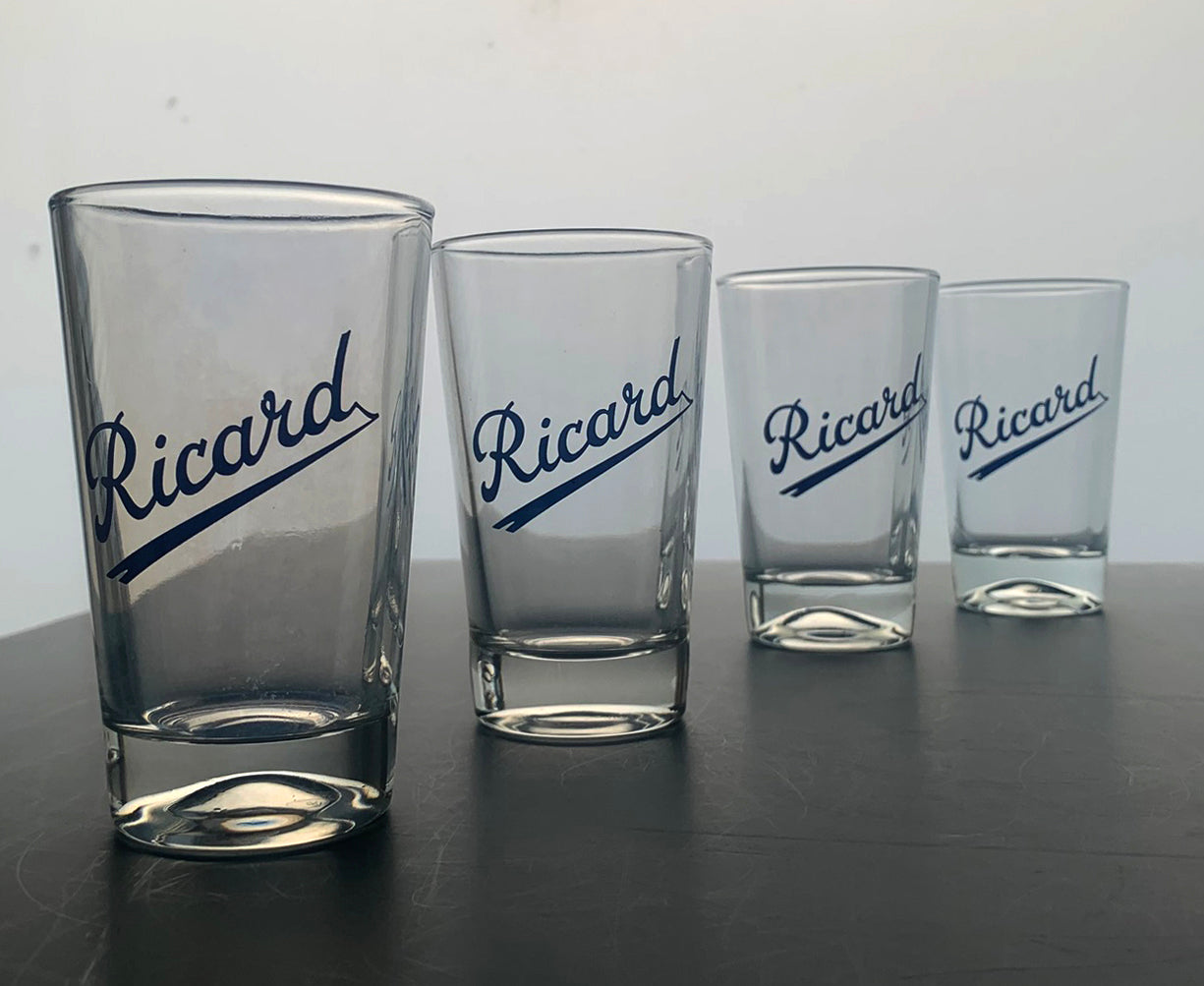 4 x Vintage French 'Ricard' Tumbler / Glasses Set - Perfect for Aperitifs /Water