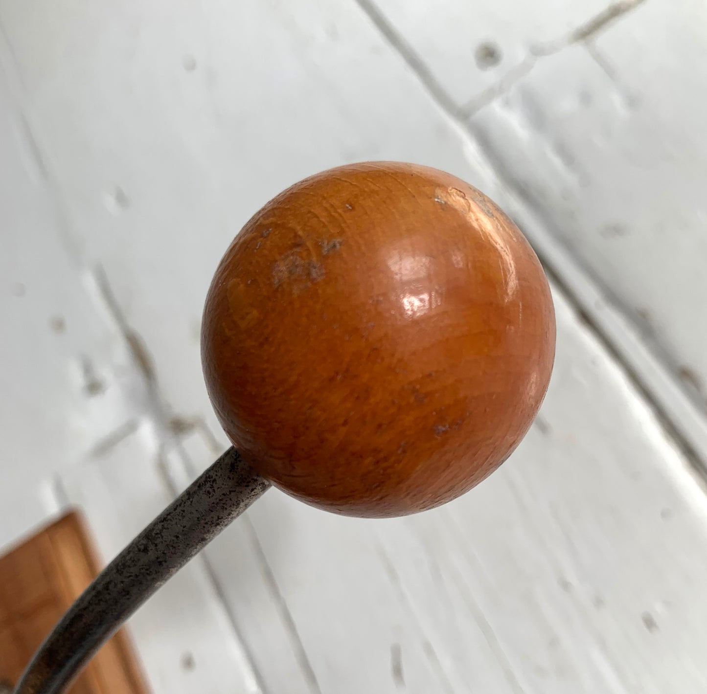 Vintage Wall Mounted Mid Century Modern Wooden Coat Rack with Two Double Hooks