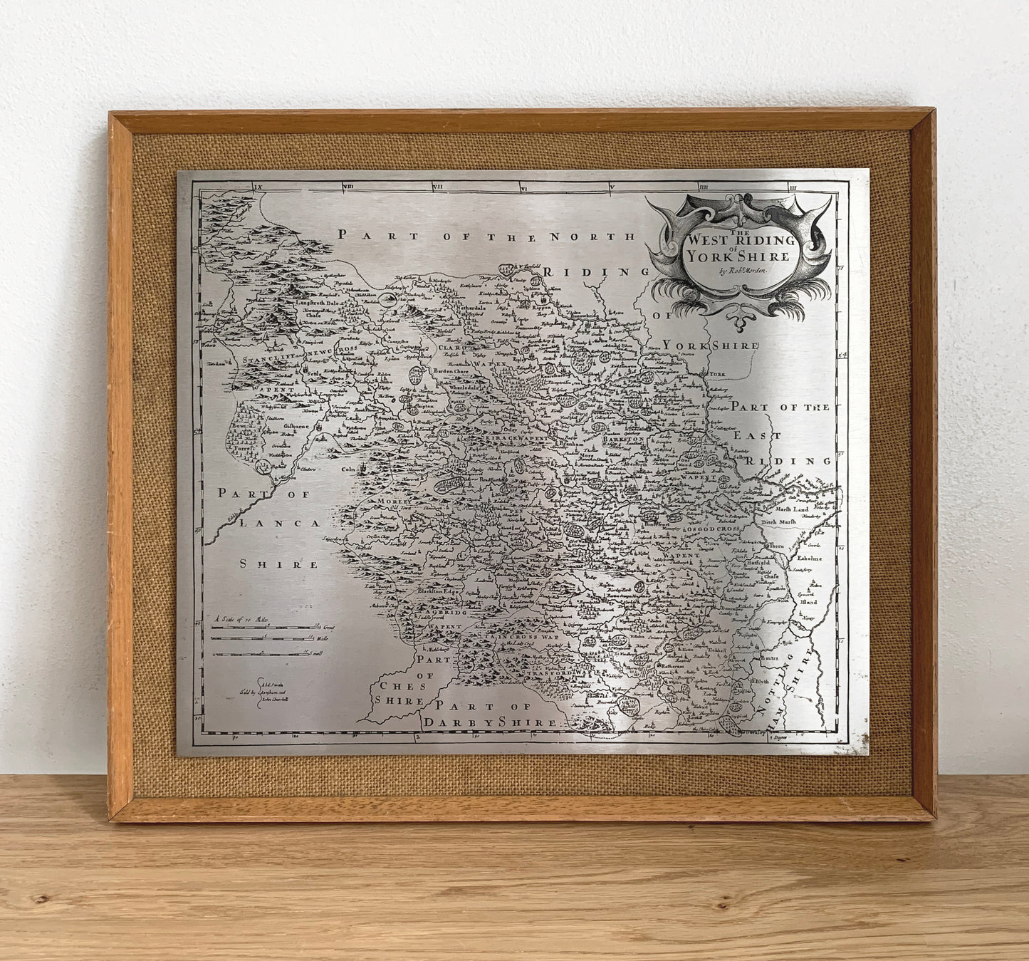 Vintage Map / West Riding Yorkshire / Printed On Steel / 1970's / Robert Morden