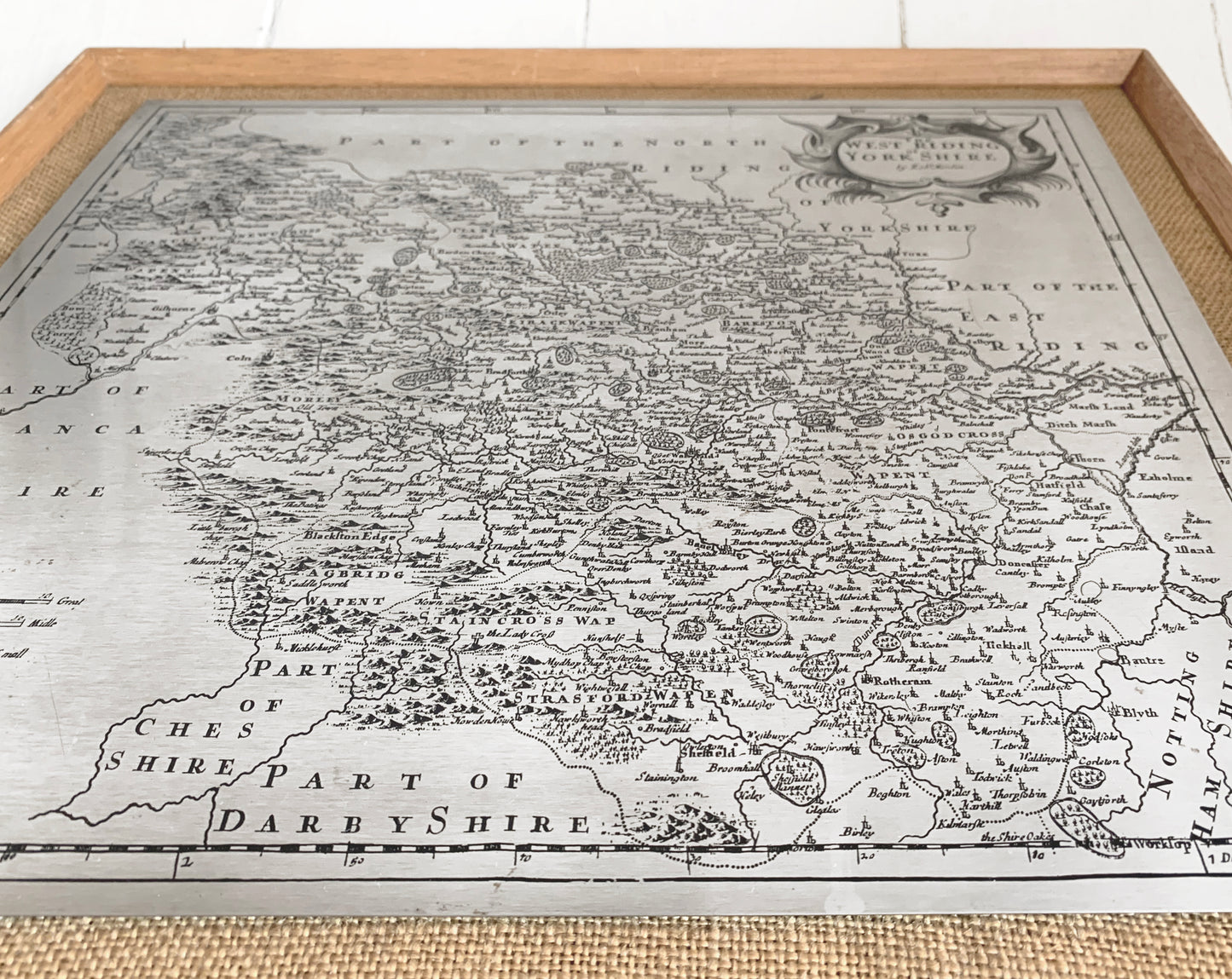 Vintage Map / West Riding Yorkshire / Printed On Steel / 1970's / Robert Morden