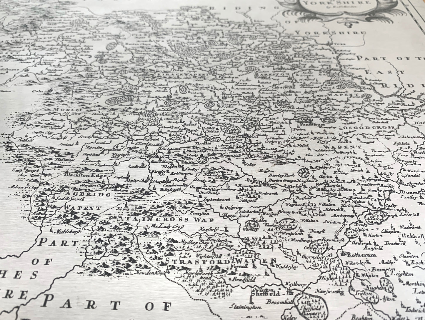 Vintage Map / West Riding Yorkshire / Printed On Steel / 1970's / Robert Morden