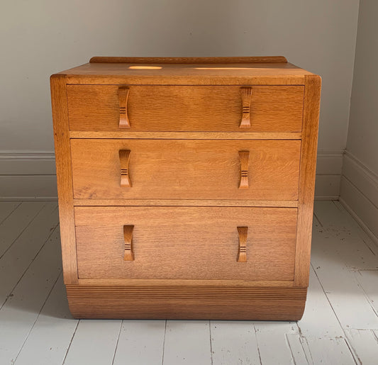 Vintage Mid Century Oak Three Drawer Chest of Drawers, Beautiful Detailing