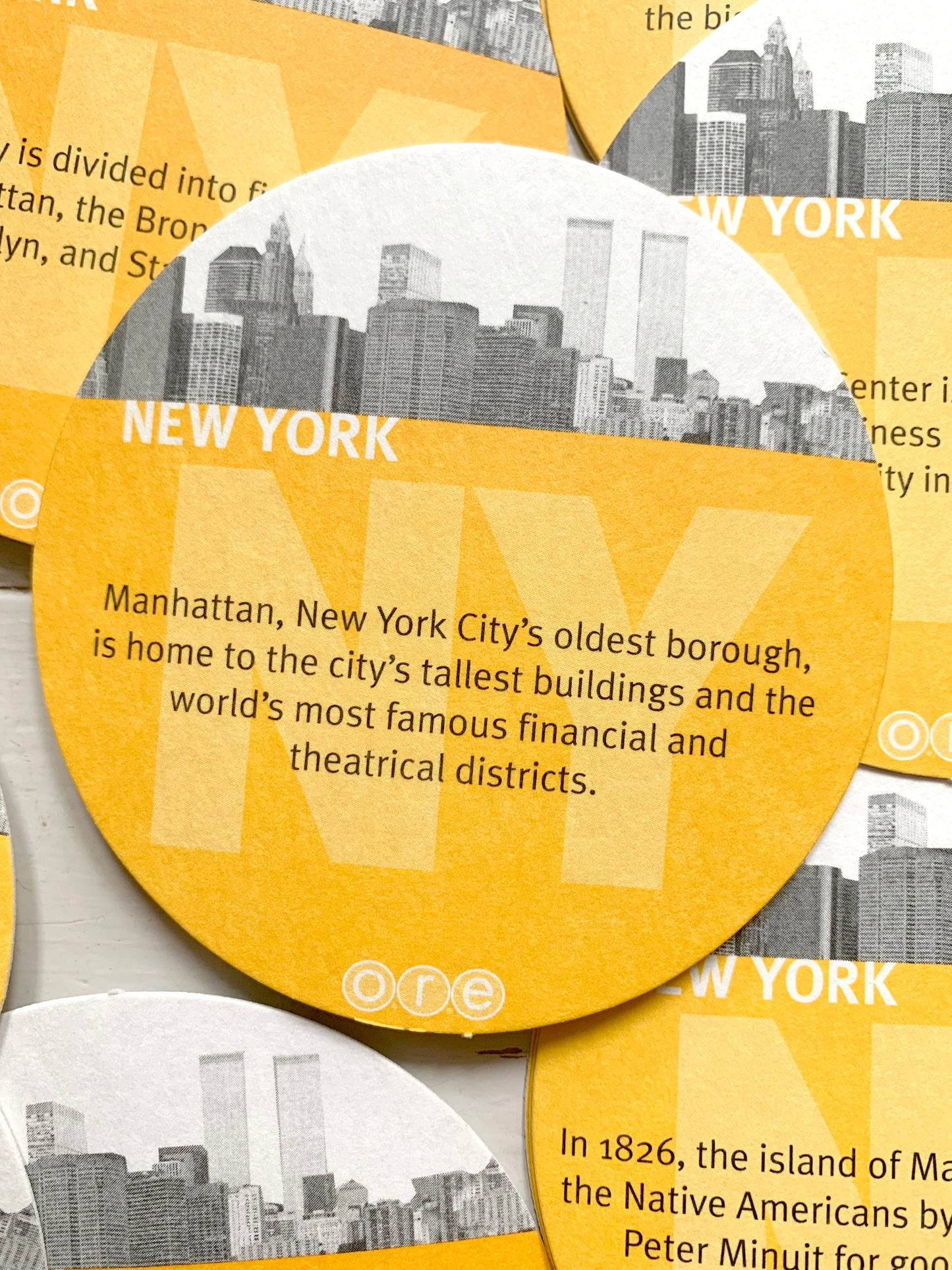 Vintage New York Set of 24 Facts & Trivia Cardboard Coasters