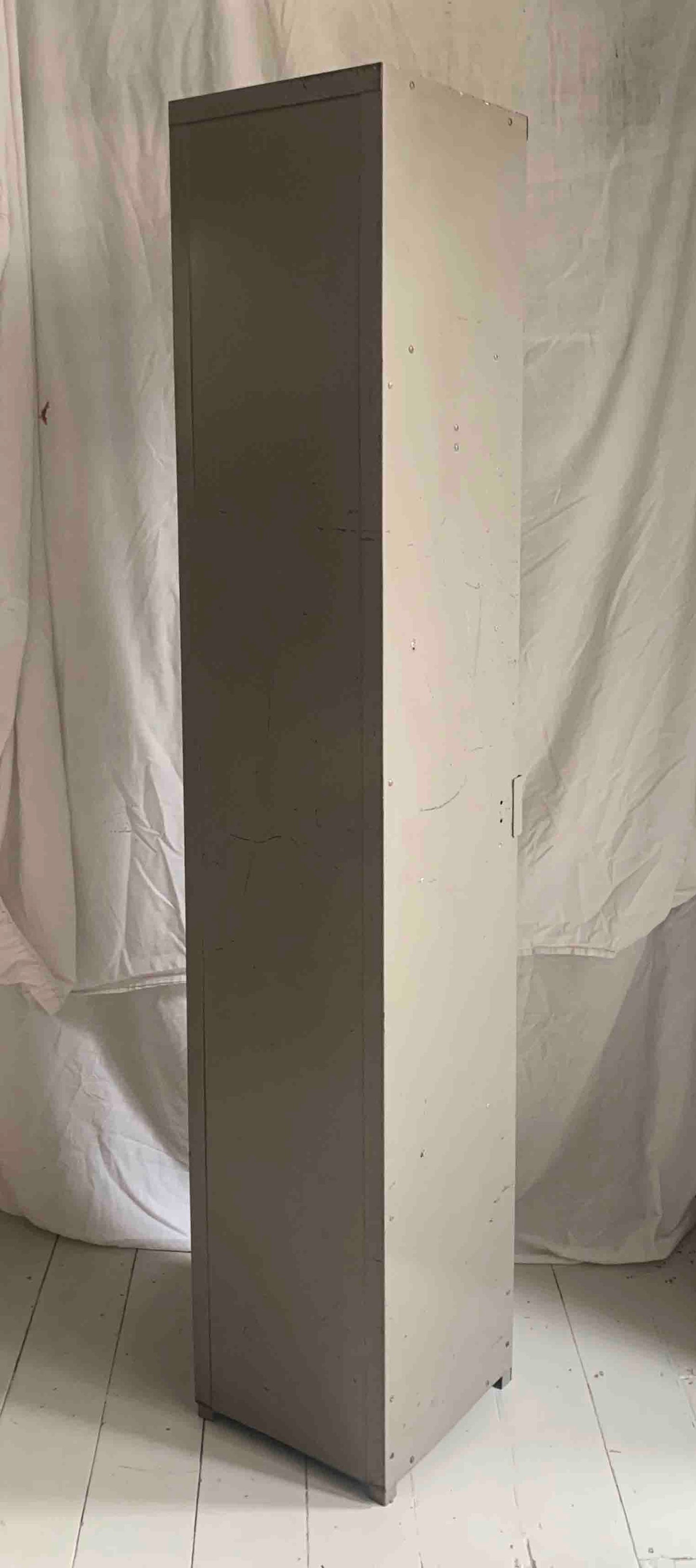 Vintage Tall Grey Metal Locker / Filing Cabinet with Four Shelves