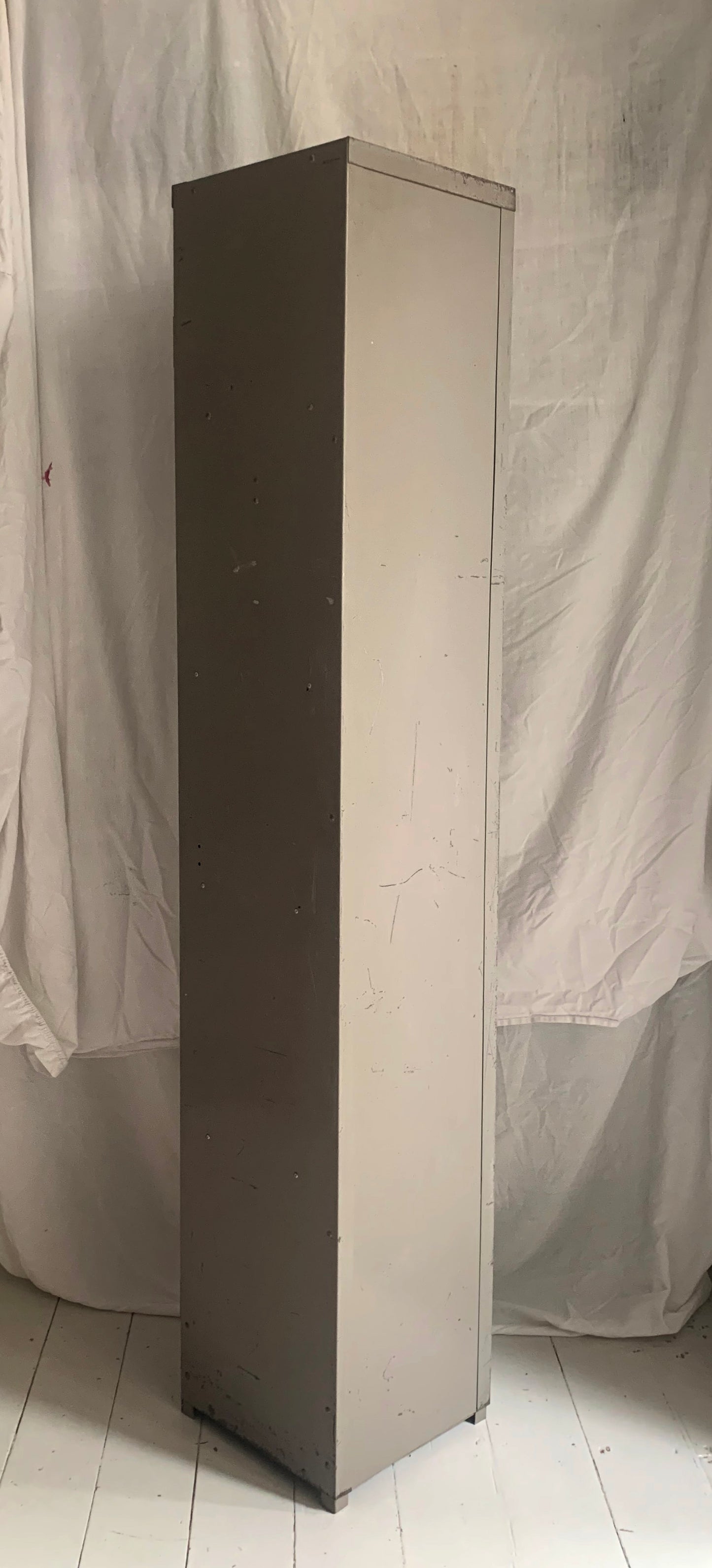 Vintage Tall Grey Metal Locker / Filing Cabinet with Four Shelves