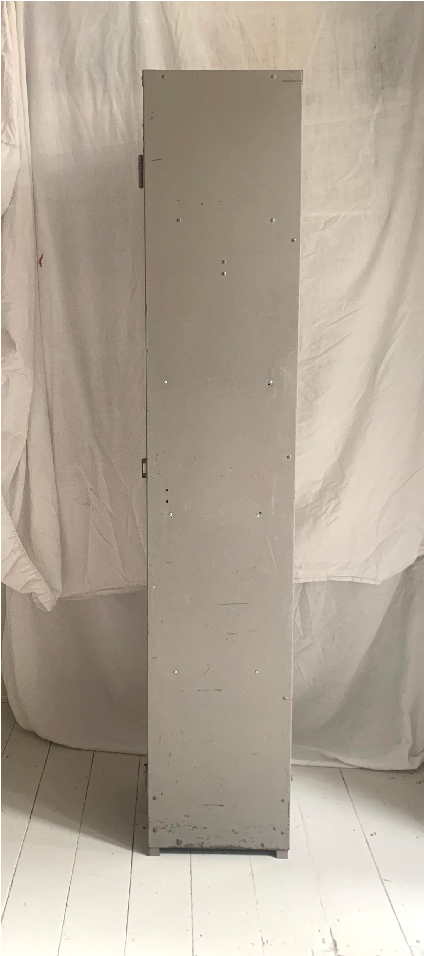 Vintage Tall Grey Metal Locker / Filing Cabinet with Four Shelves