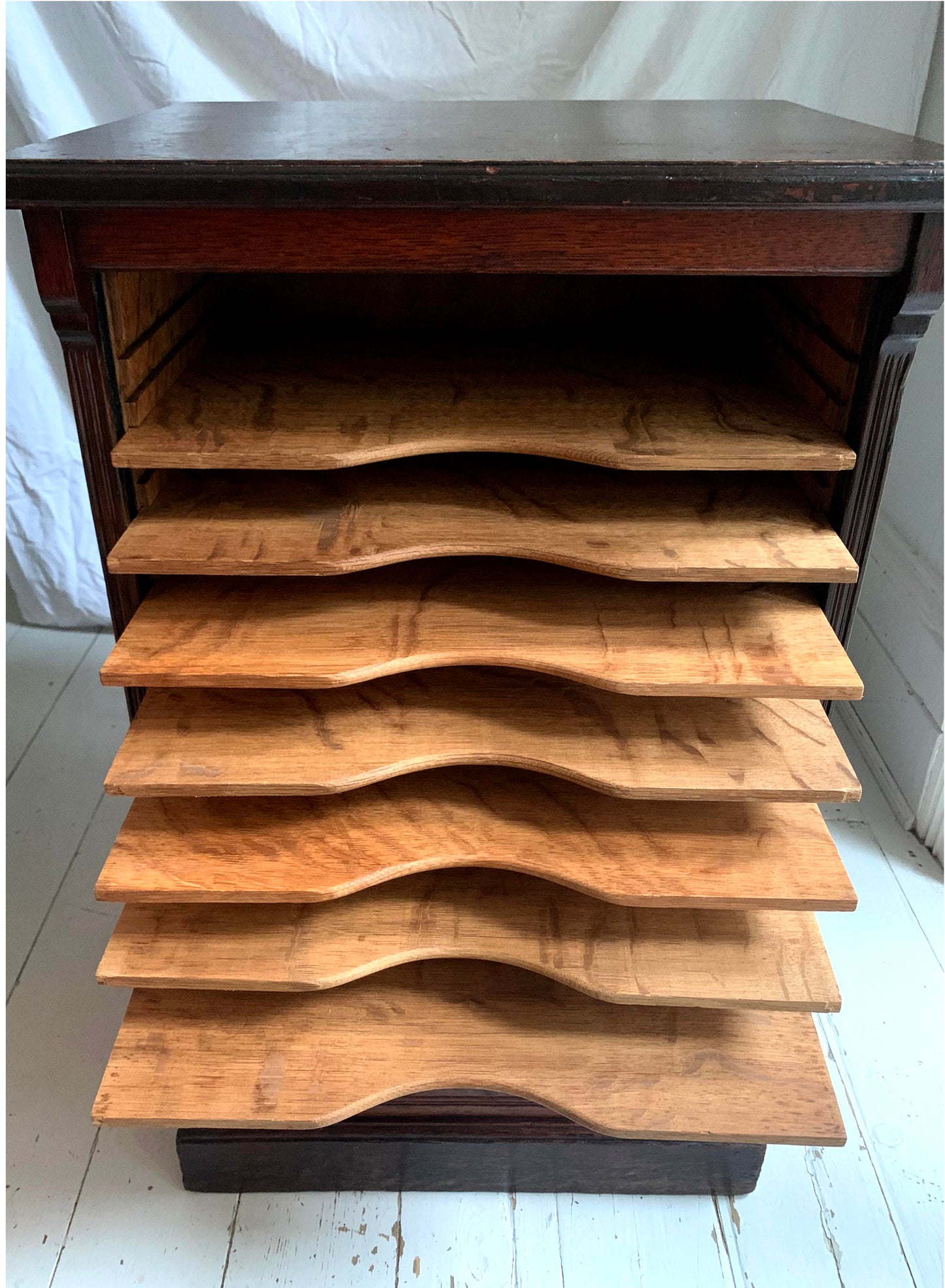 Vintage Oak Tambour Free Standing Filing Cabinet