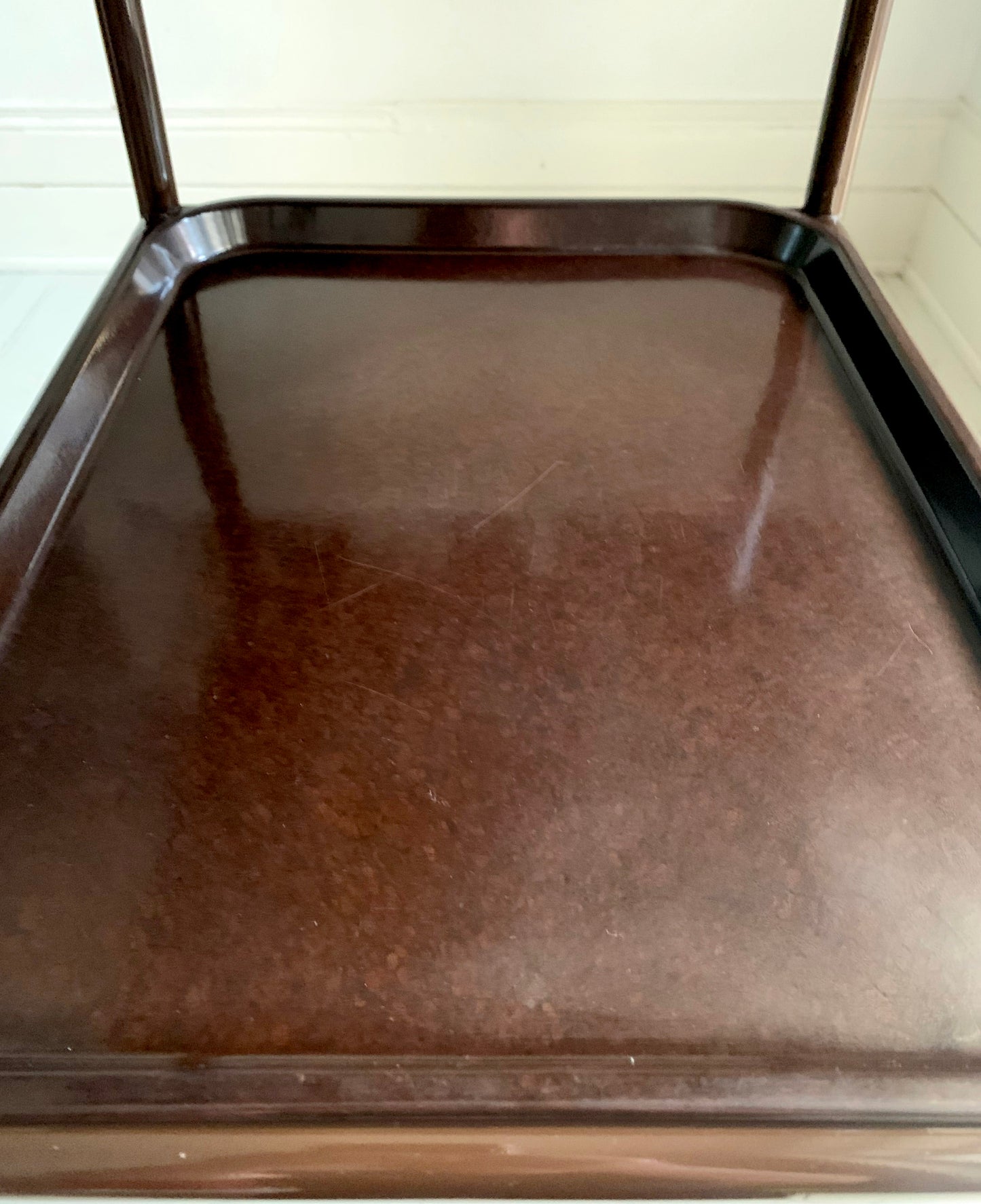 Vintage Three-Tier Trolley w/ Bakelite Removable Trays in Chocolate Brown