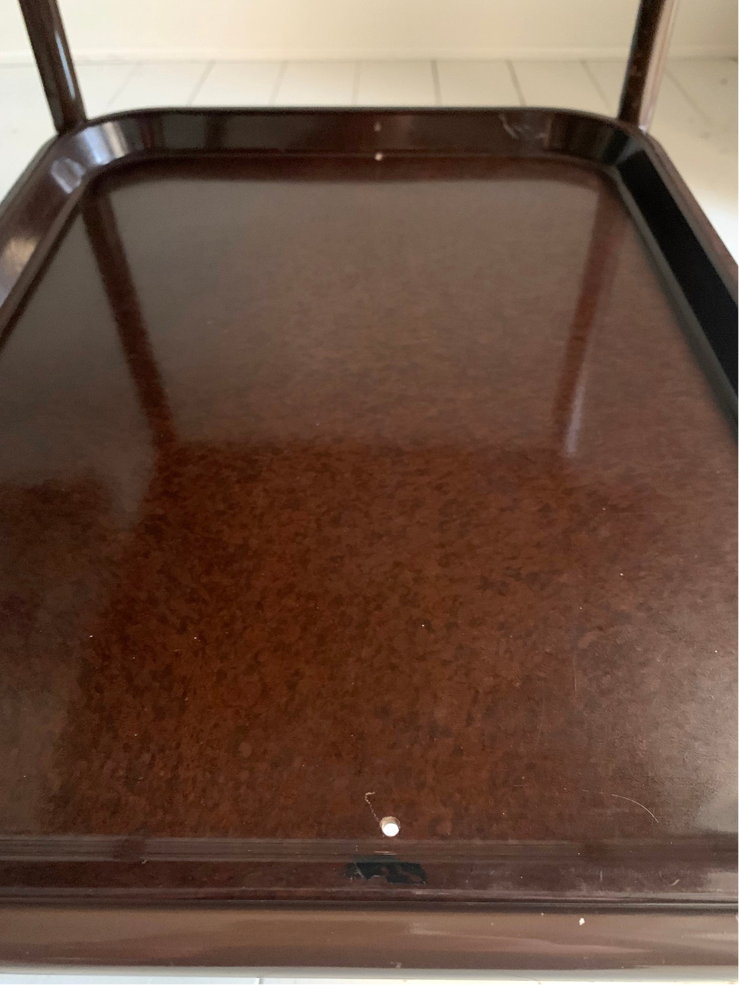 Vintage Three-Tier Trolley w/ Bakelite Removable Trays in Chocolate Brown