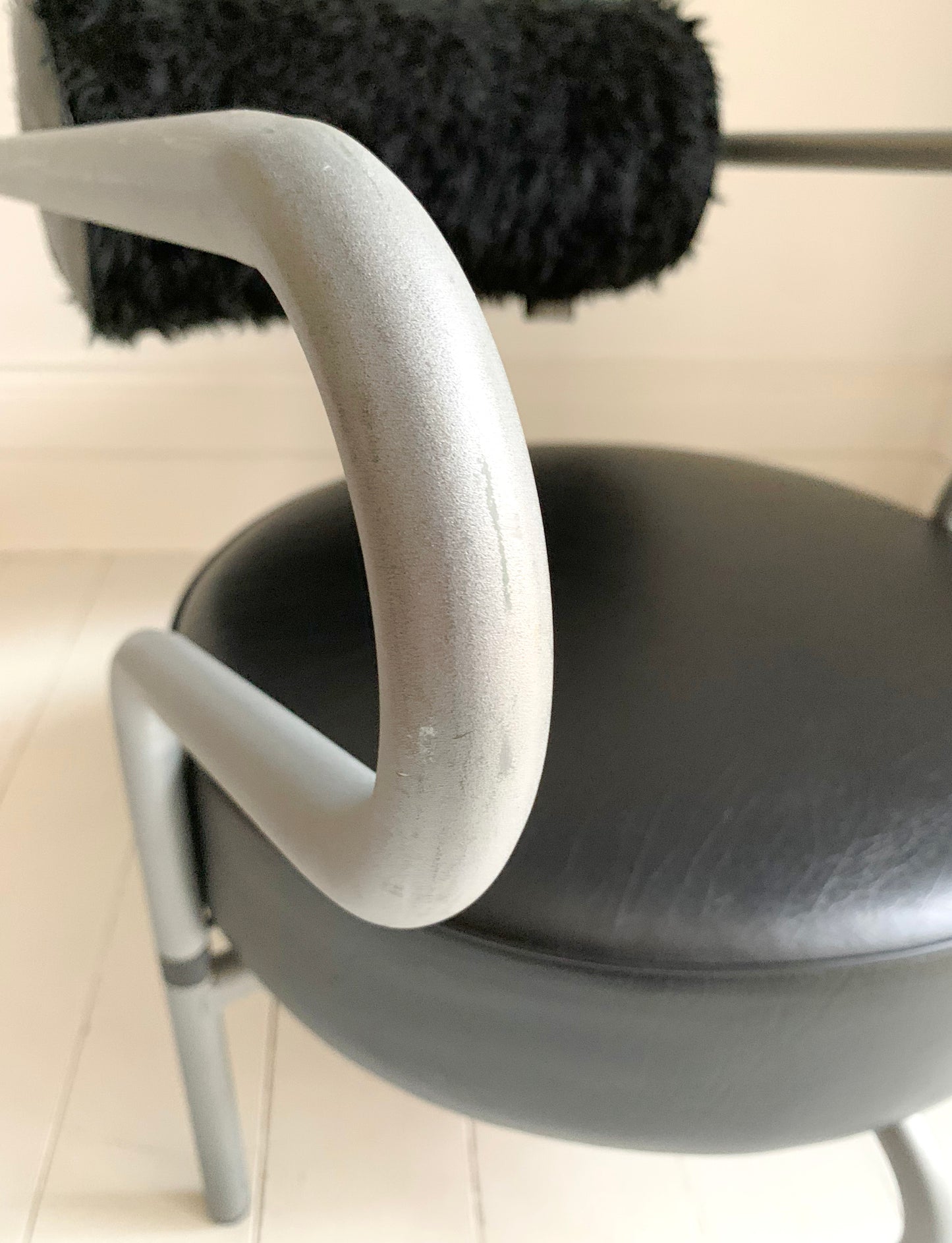Vintage Danish lounge chair by The Natural Choice, 1970s, Black Vinyl & Faux Fur