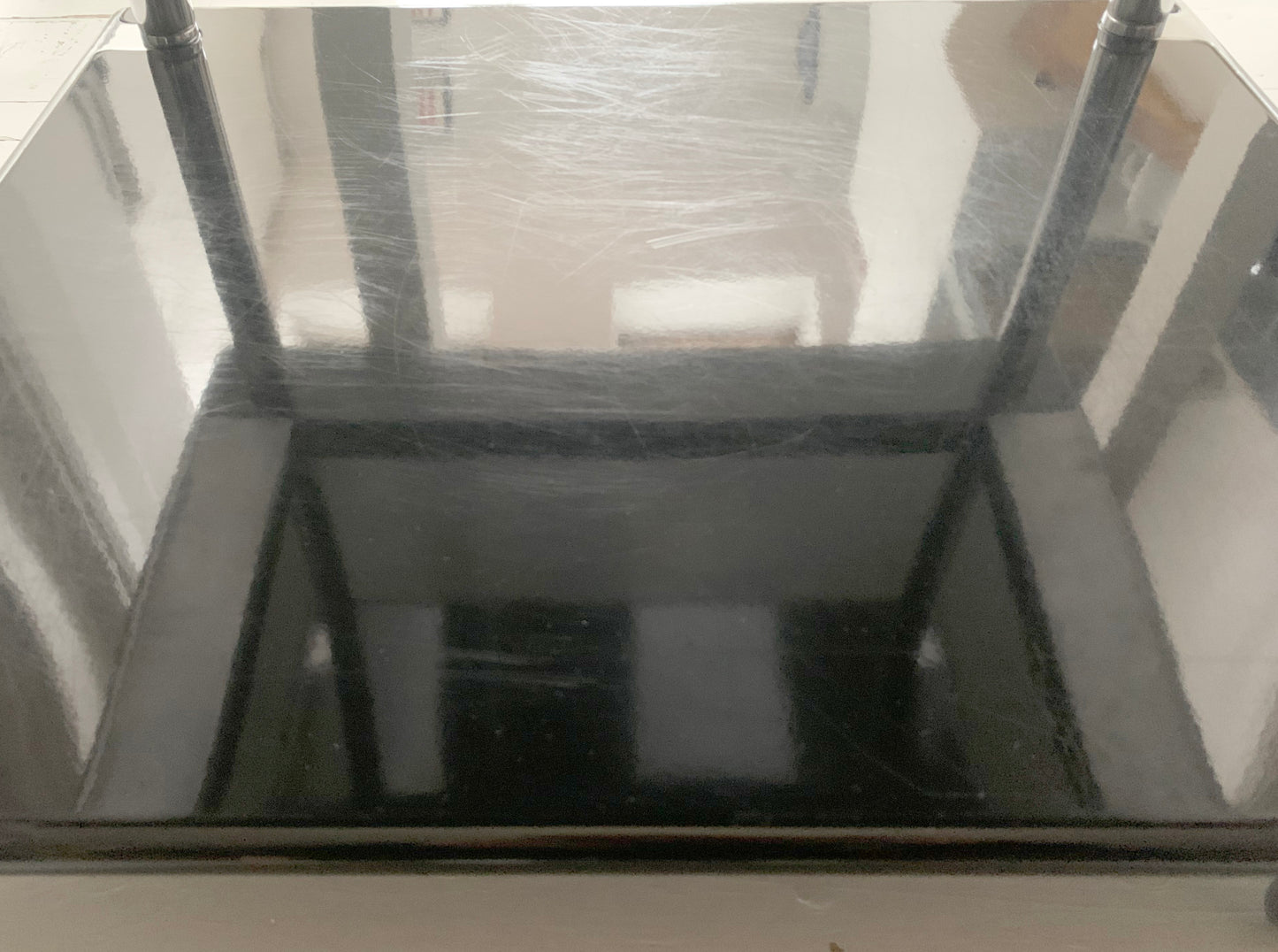 1980's Habitat 3 Tier Black Steel & Aluminium Table / Media - Coffee Table / Turntable Stand
