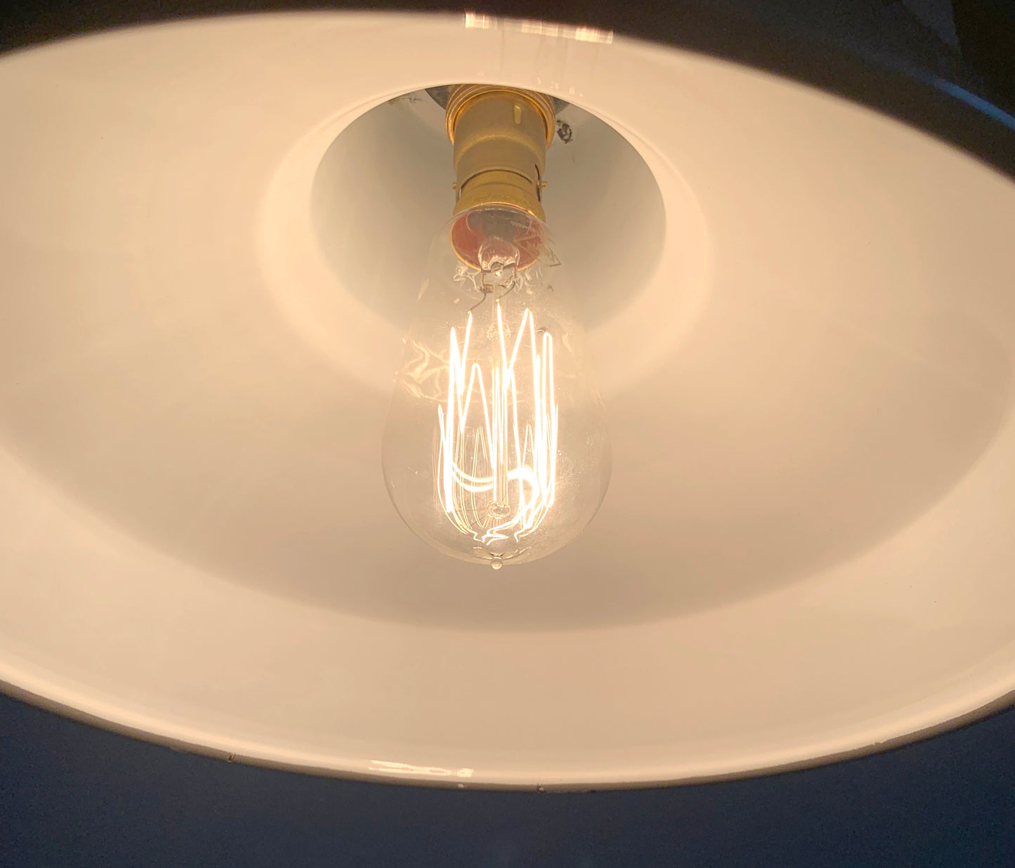 Vintage Industrial Light-Mid-Tone Grey Enamel Pendant Lightshade with Hanging Hook