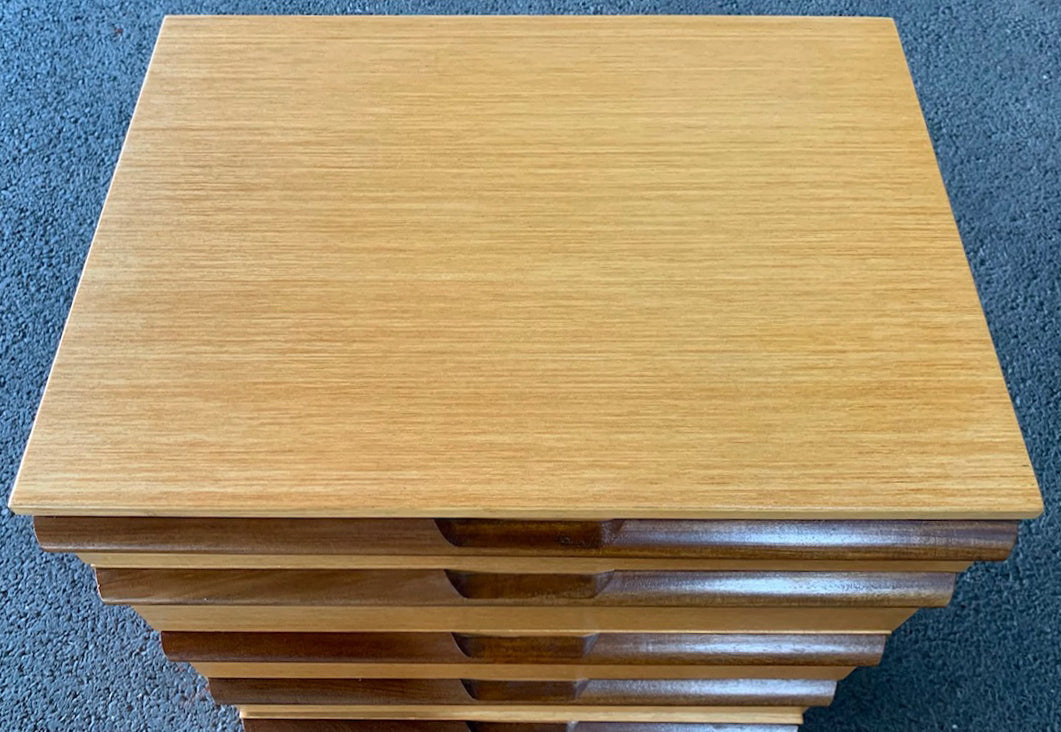 Mid Century Teak Six Drawer Tall Boy Chest of Drawers attributed to Avalon Furniture
