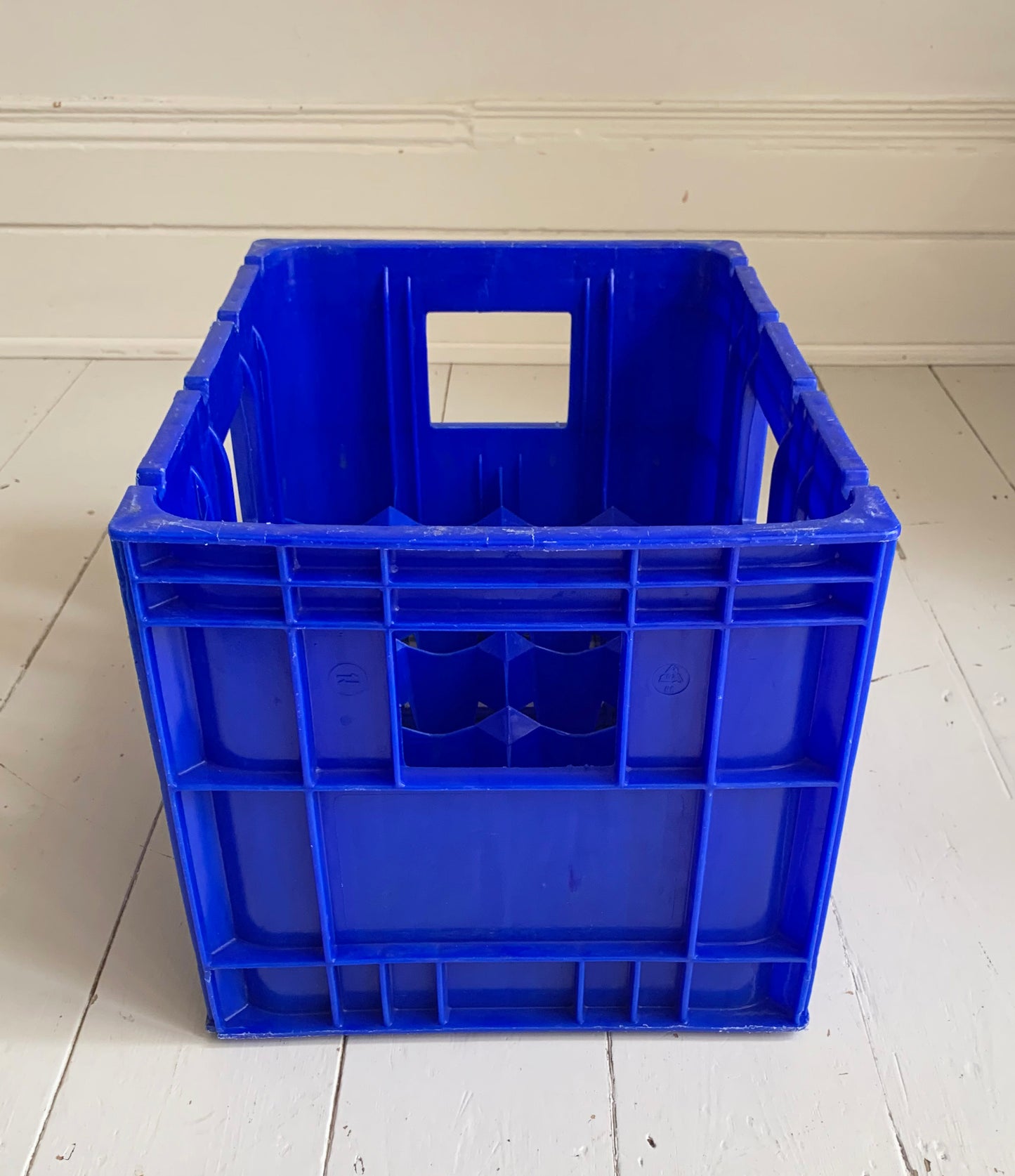 Vintage French Vittel Blue Plastic Stackable Crate - 20 bottle holder