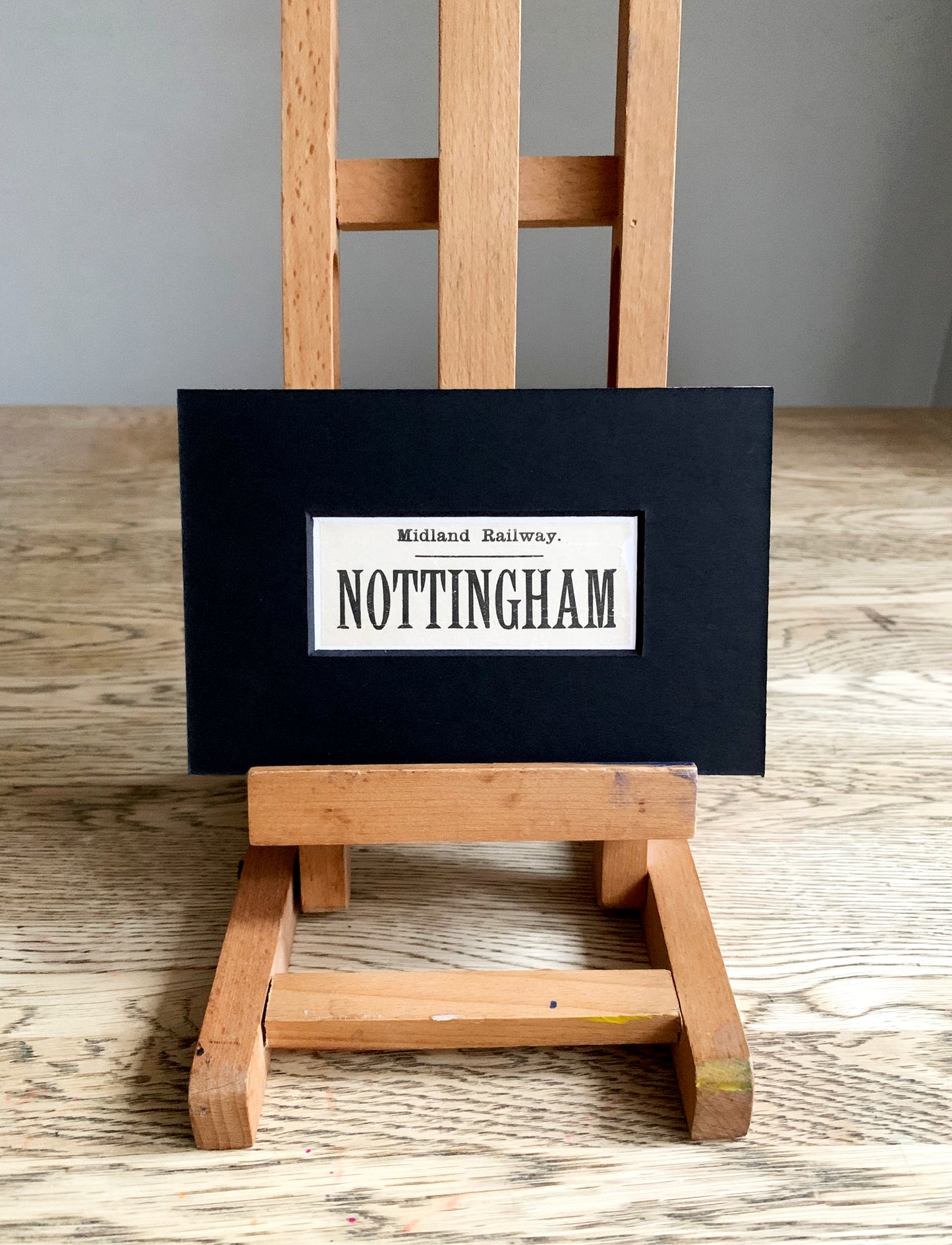 Vintage 'Nottingham' Paper Luggage Label / Mounted & Matted - 6x4in / 15x10cm