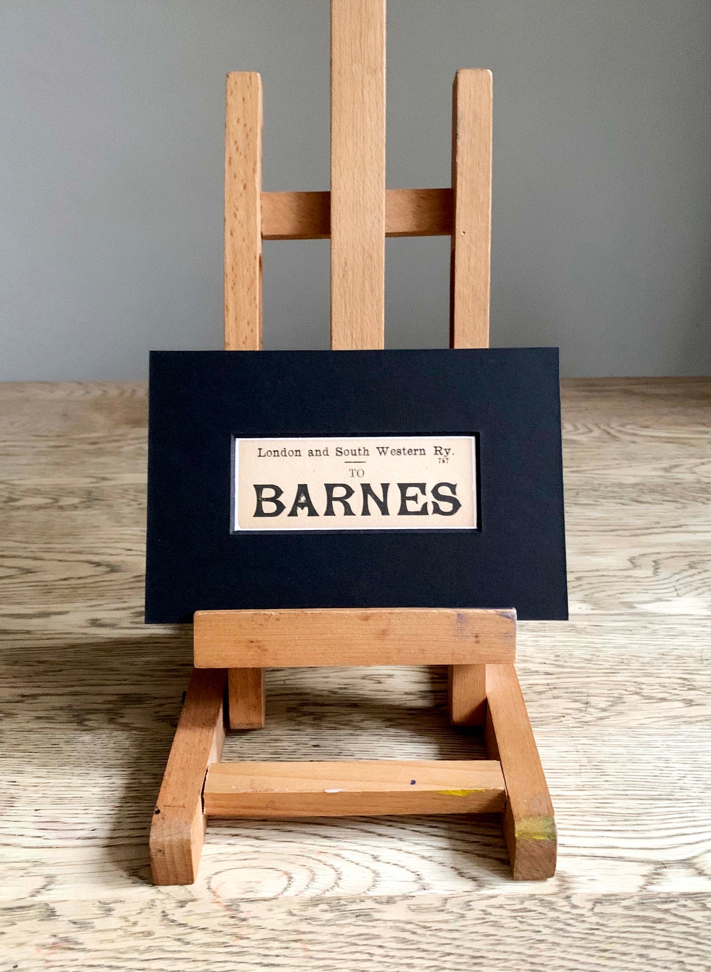 Vintage 'Barnes' Paper Luggage Label / Mounted & Matted - 6x4in / 15x10cm