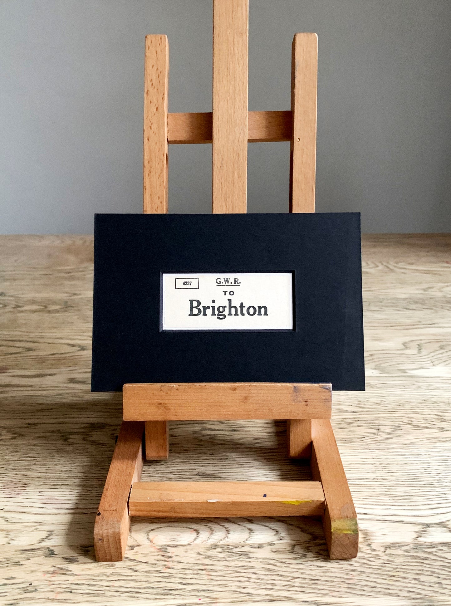 Vintage 'Brighton' Paper Luggage Label / Mounted & Matted - 6x4in / 15x10cm