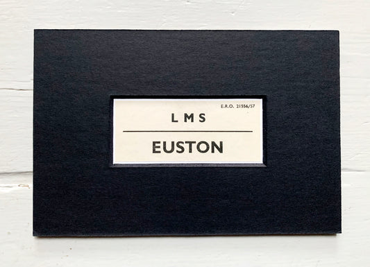 Vintage 'Euston' Paper Luggage Label / Mounted & Matted - 6x4in / 15x10cm