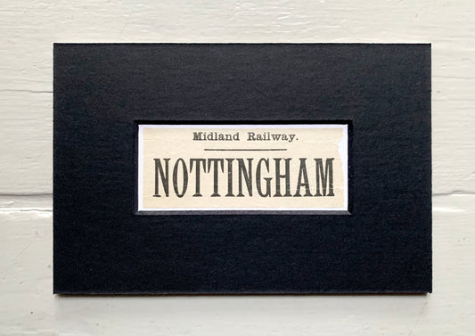 Vintage 'Nottingham' Paper Luggage Label / Mounted & Matted - 6x4in / 15x10cm