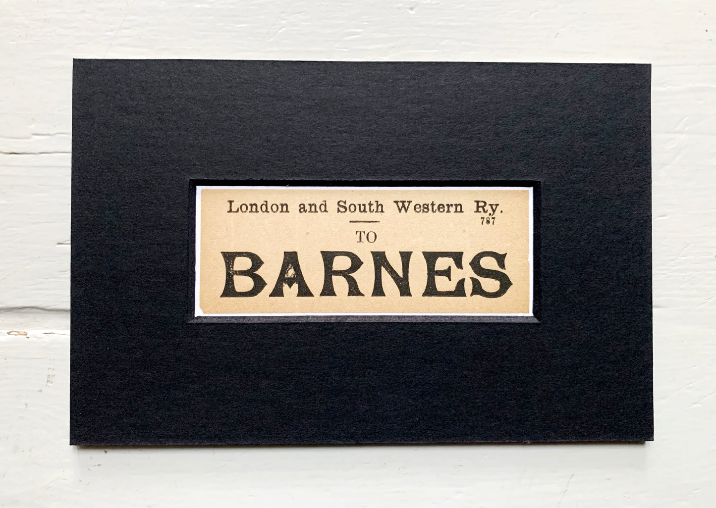 Vintage 'Barnes' Paper Luggage Label / Mounted & Matted - 6x4in / 15x10cm