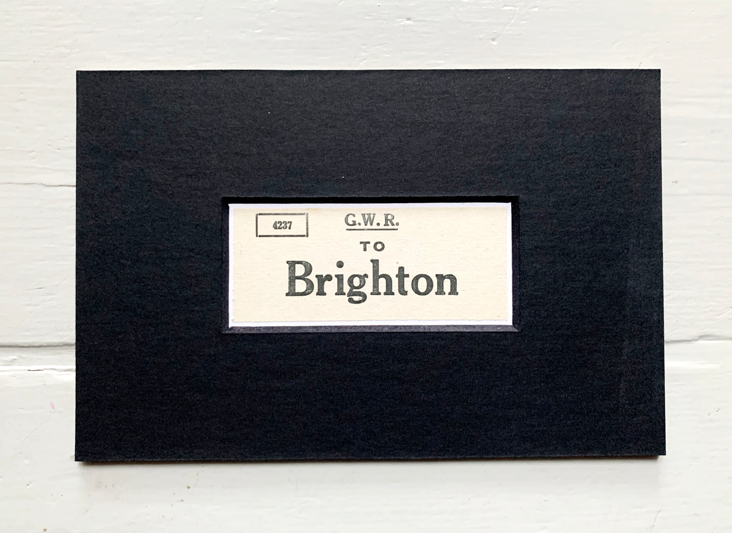 Vintage 'Brighton' Paper Luggage Label / Mounted & Matted - 6x4in / 15x10cm