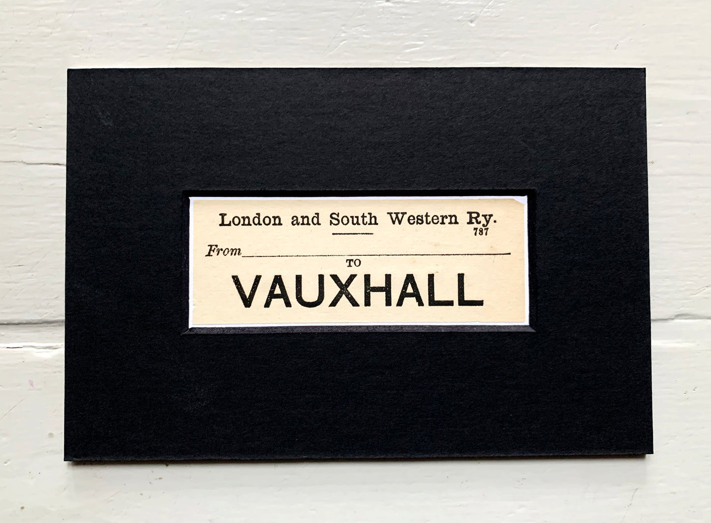 Vintage 'Vauxhall' Paper Luggage Label / Mounted & Matted - 6x4in / 15x10cm