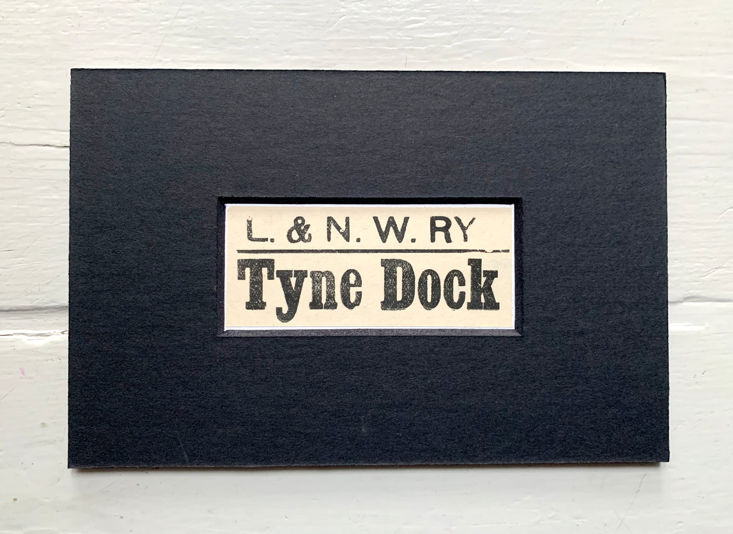 Vintage 'Tyne Dock' Paper Luggage Label / Mounted & Matted - 6x4in / 15x10cm