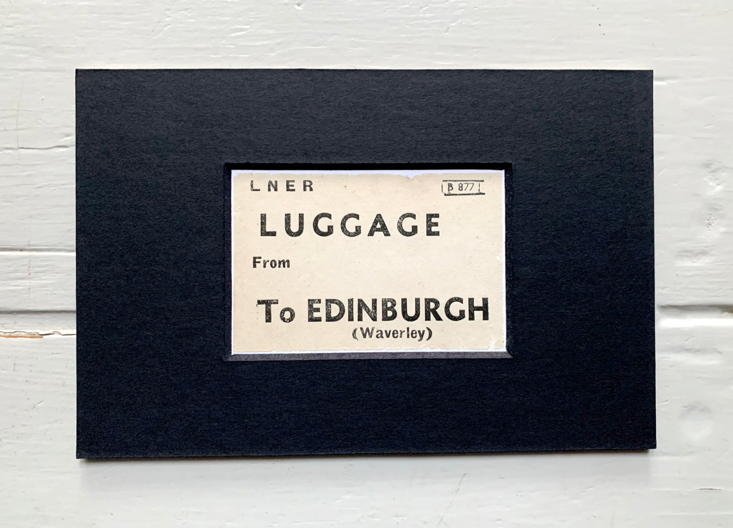 Vintage 'Edinburgh' Paper Luggage Label / Mounted & Matted - 6x4in / 15x10cm