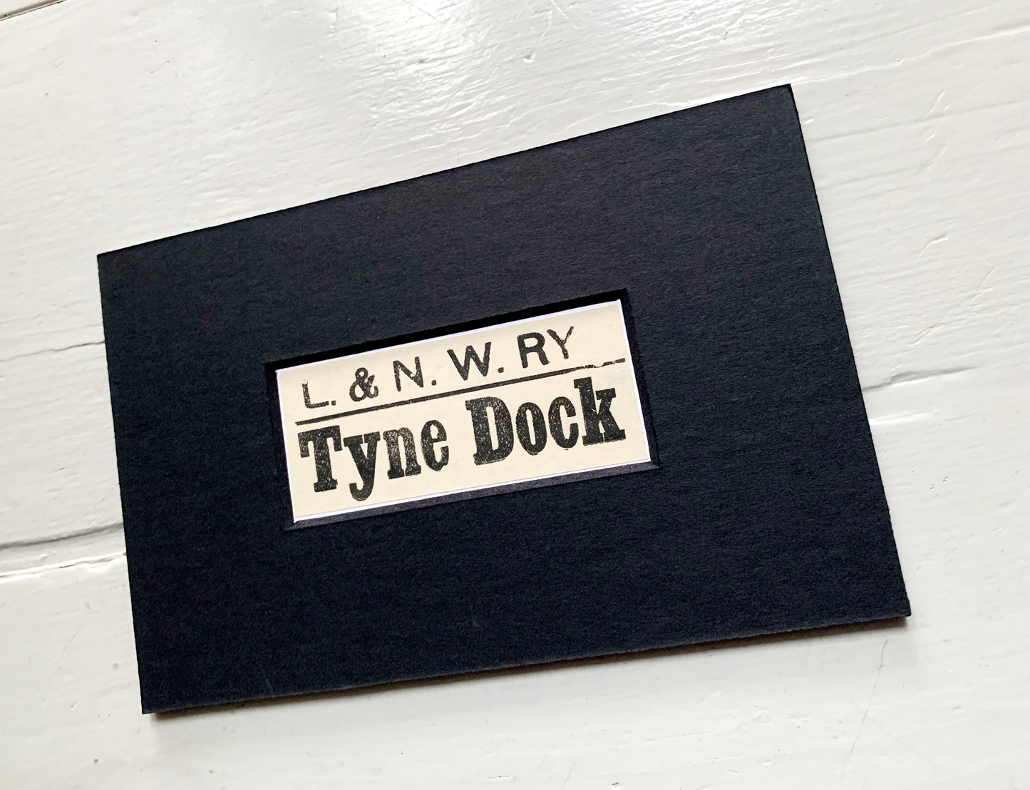 Vintage 'Tyne Dock' Paper Luggage Label / Mounted & Matted - 6x4in / 15x10cm