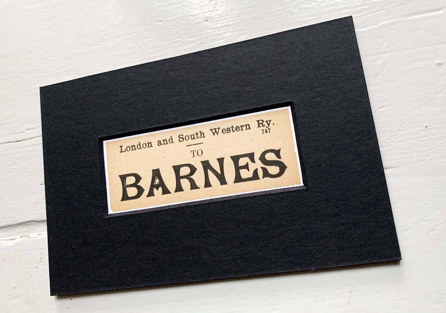 Vintage 'Barnes' Paper Luggage Label / Mounted & Matted - 6x4in / 15x10cm